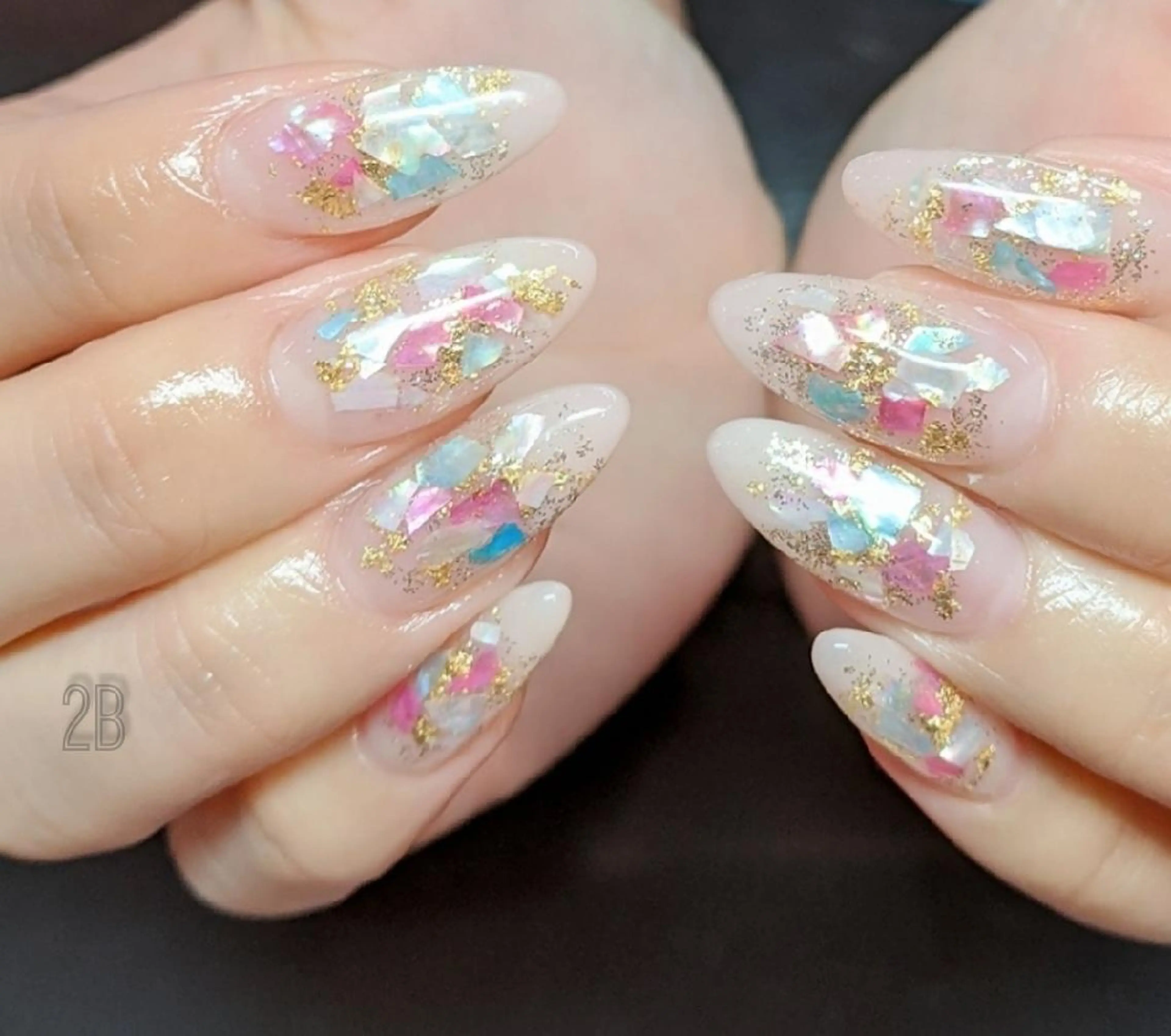 ネイル グラデーション ロングネイル ニュアンスネイル ピンク 夏ネイル 2B__nails ニービー京都伏見区のネイルデザイン