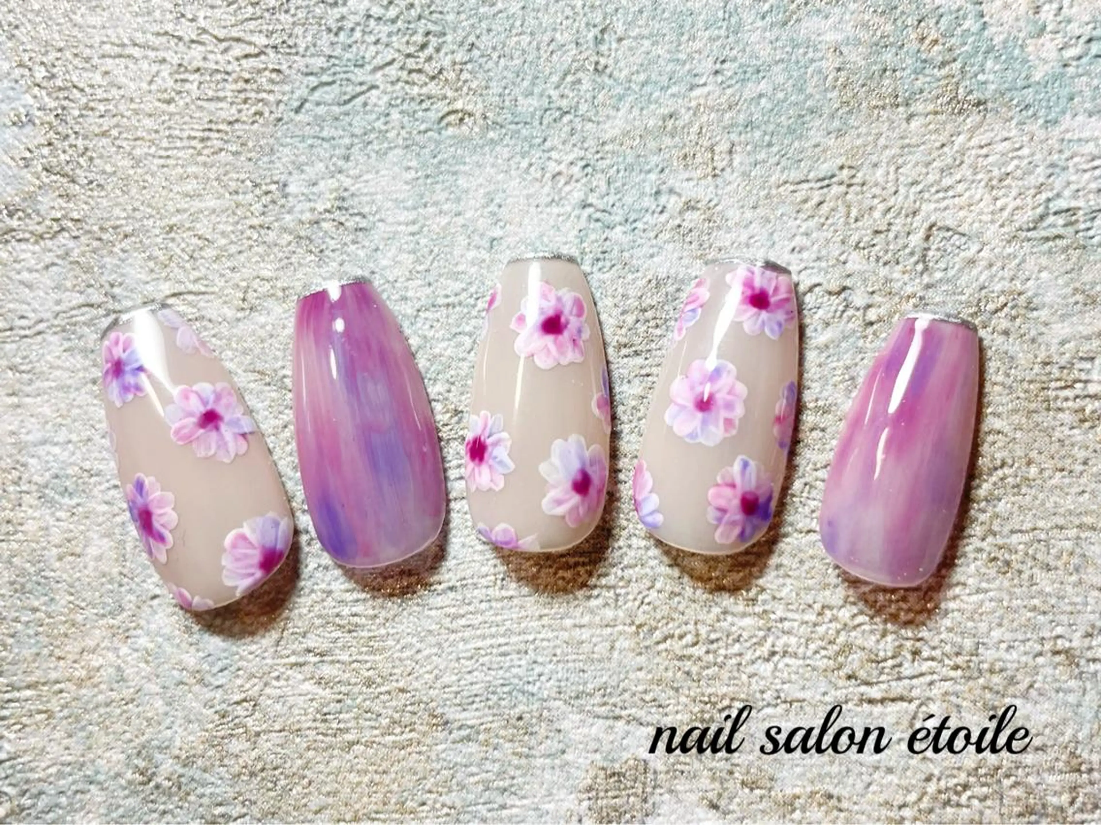 ネイル アートネイル フラワーネイル ジェルネイル ピンク 春ネイル ハンドネイル nail salon étoileのネイルデザイン