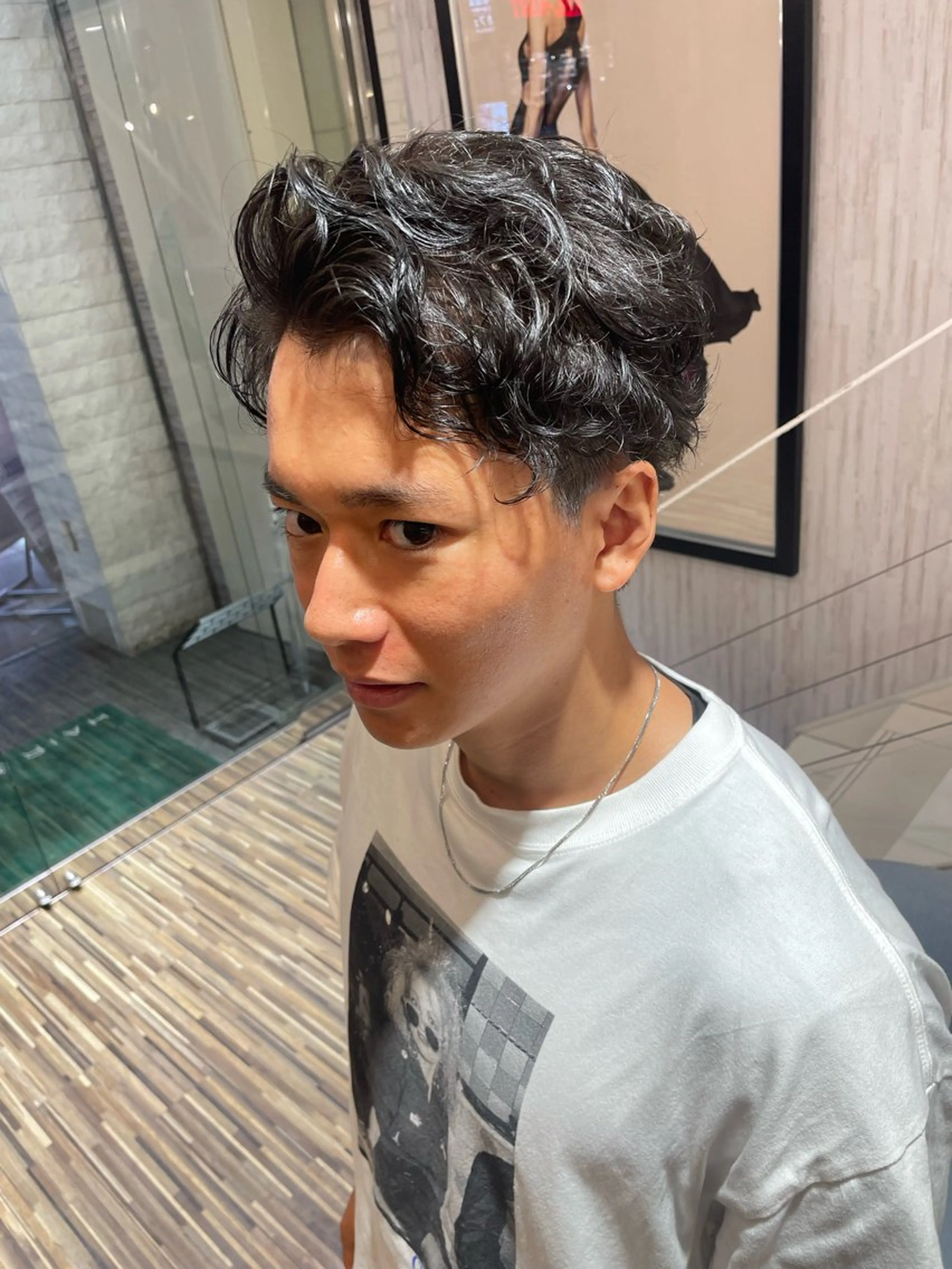 パーマ メンズ カット パーマ トリートメント EARTH 山﨑龍馬のヘアスタイル