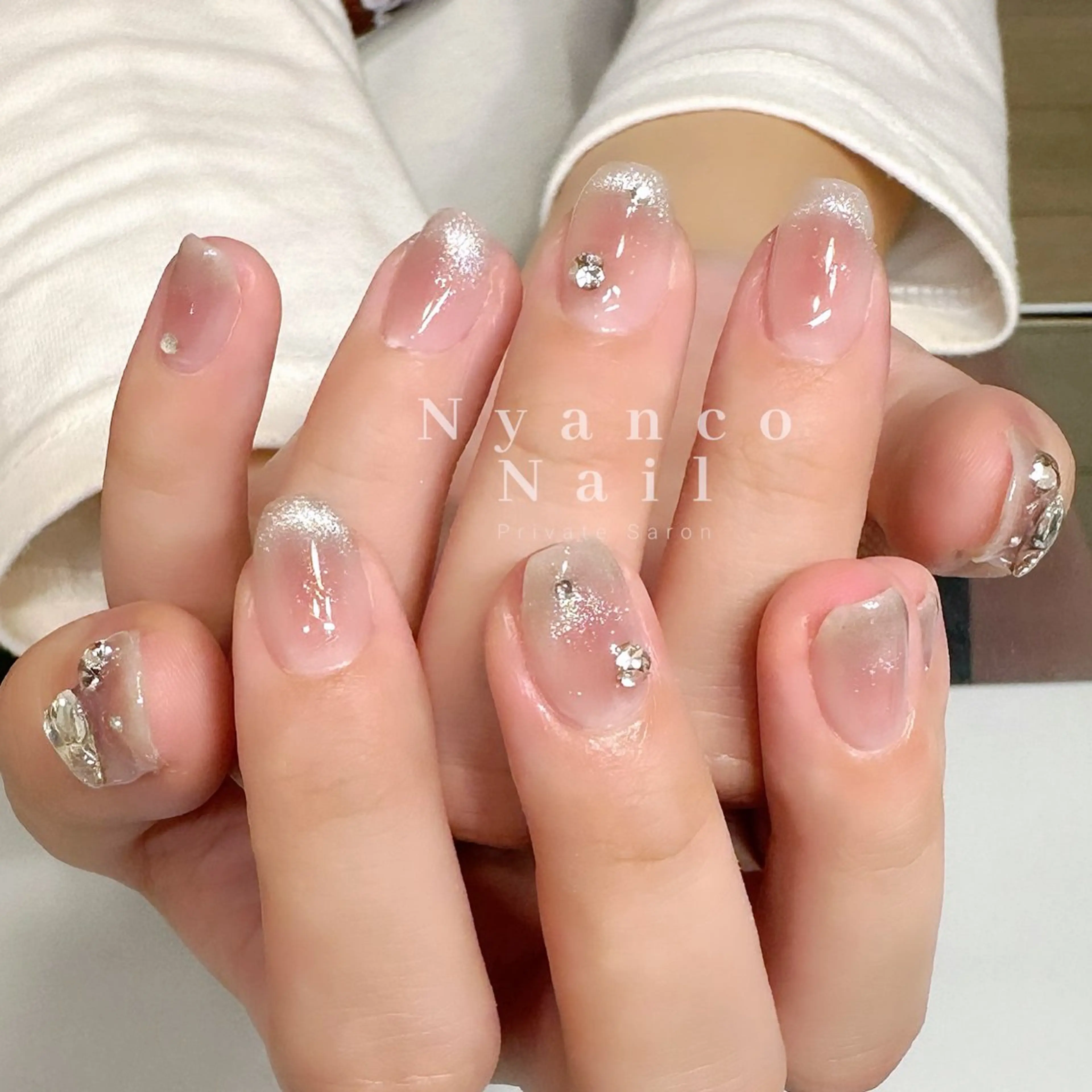 ネイル チークネイル フレンチネイル ジェルネイル キラキラネイル マグネットネイル Nyanco Nailのネイルデザイン