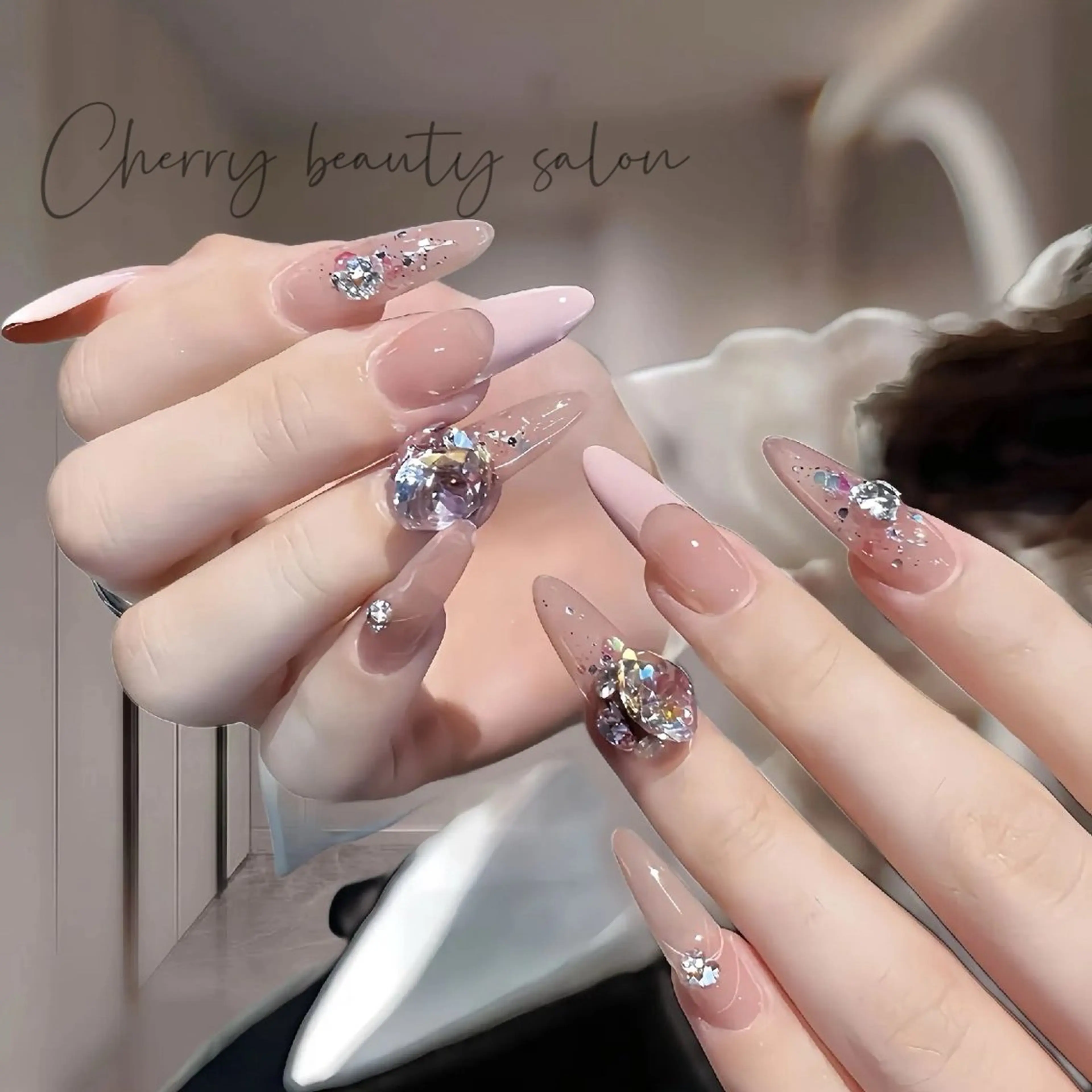 ネイル ストーンネイル ハンドネイル ハンドケア SAKURA 🍒のネイルデザイン