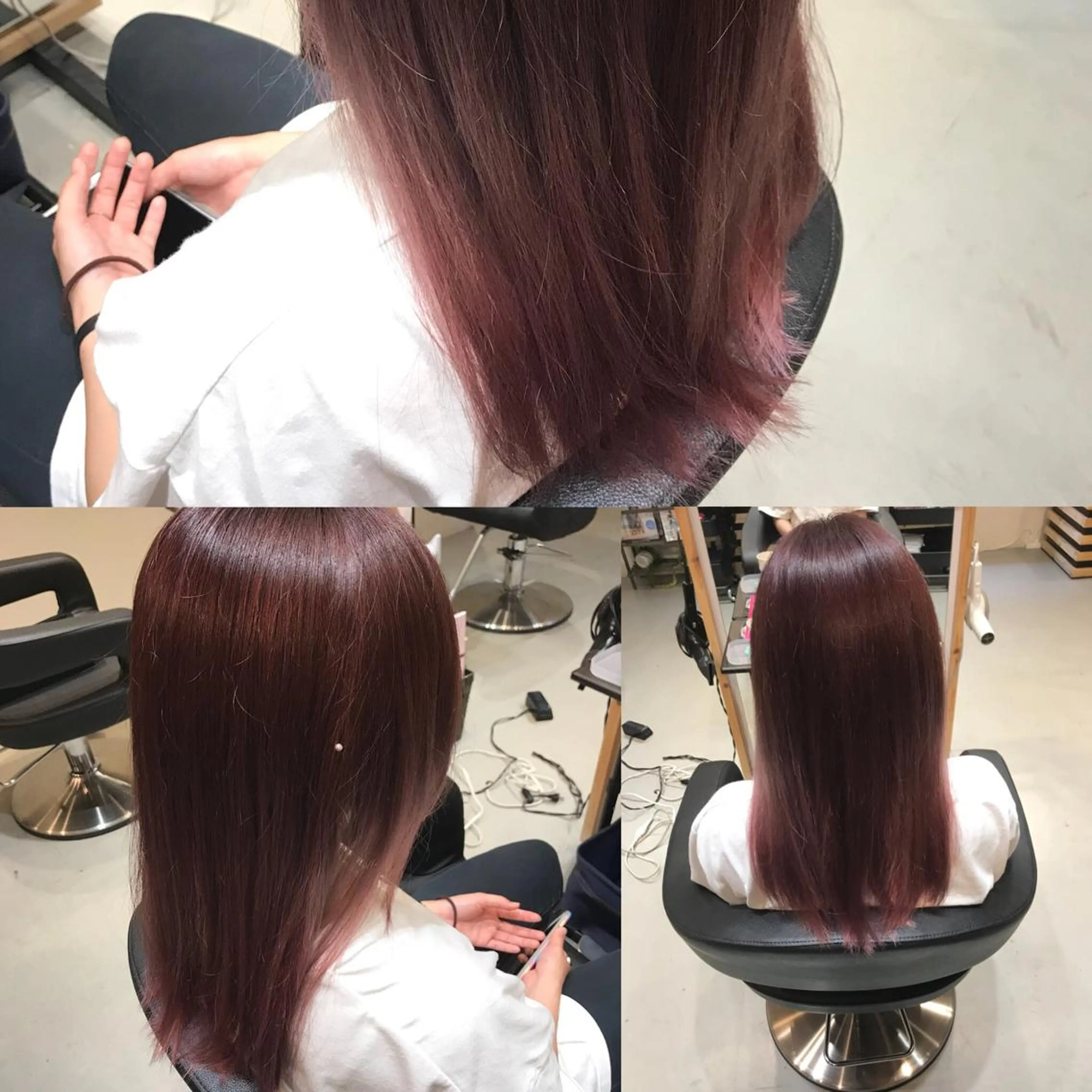 セミロング カラー アッシュ ブリーチ 透明感カラー グラデーションカラー ピンクカラー 大久保 隆蔵のヘアスタイル