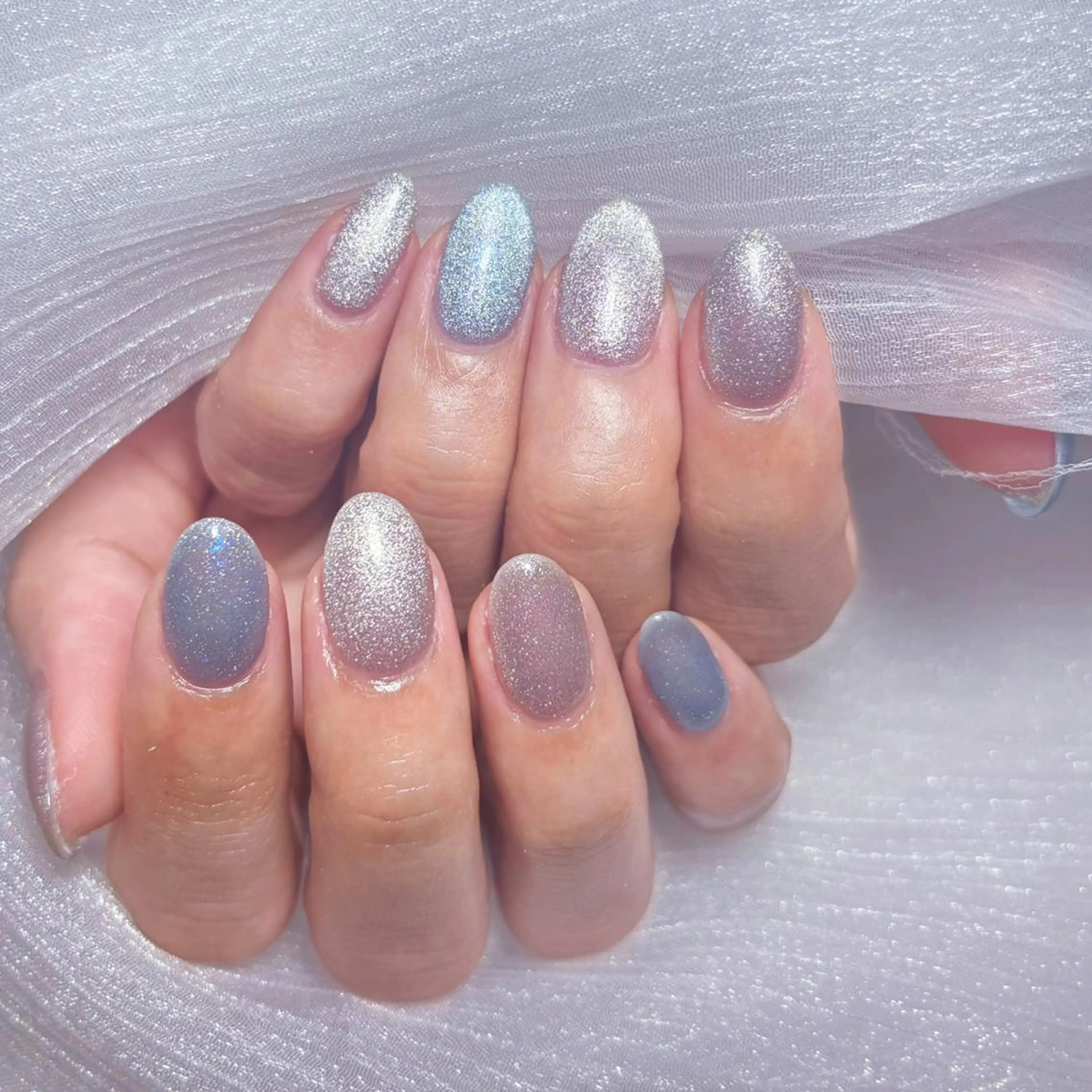 ネイル アートネイル オーロラネイル ガーリー キラキラネイル 韓国ネイル ハンドネイル Diamond NAIL💝のネイルデザイン