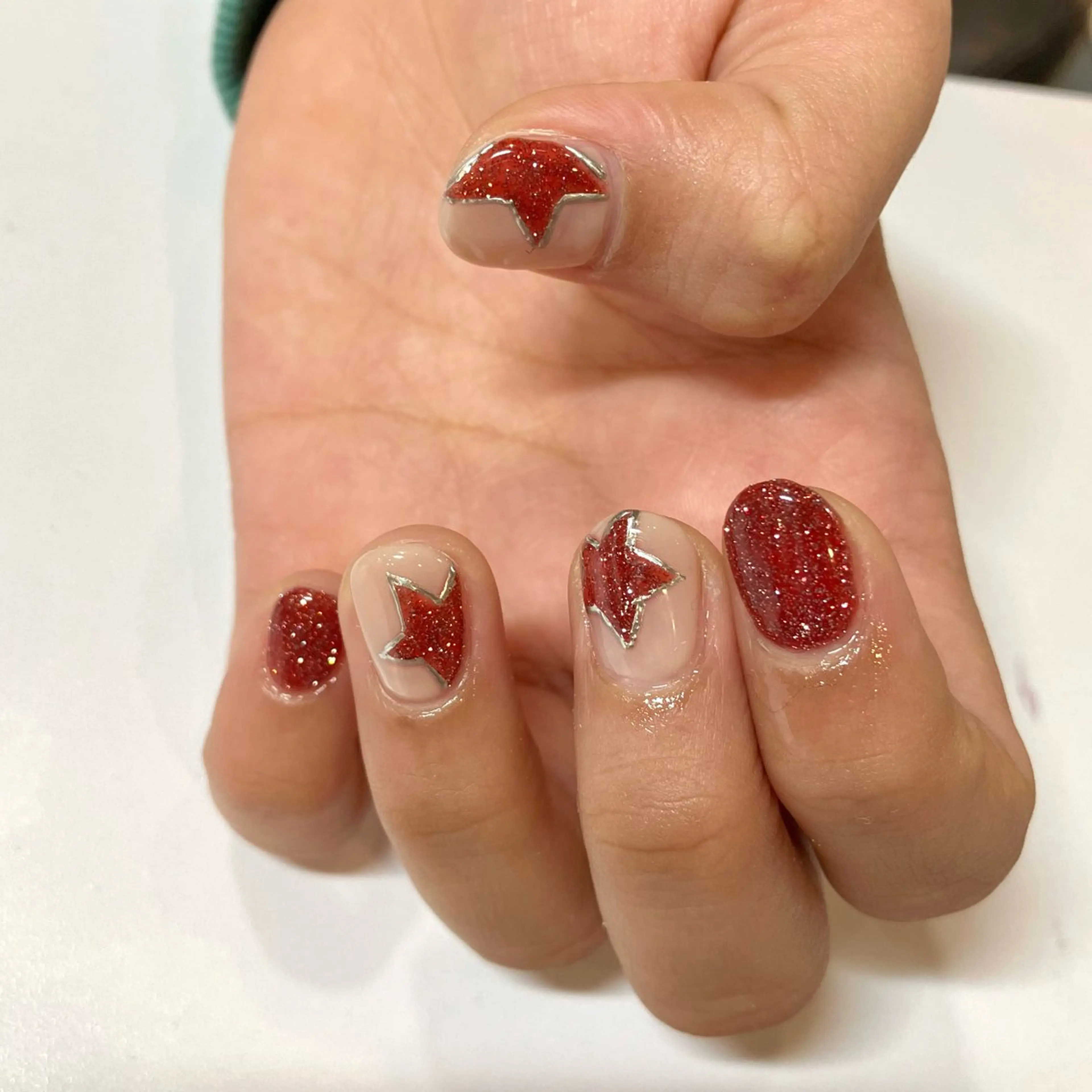 ネイル フラッシュネイル キラキラネイル 冬ネイル クリスマス ハンドネイル Take Manaのネイルデザイン