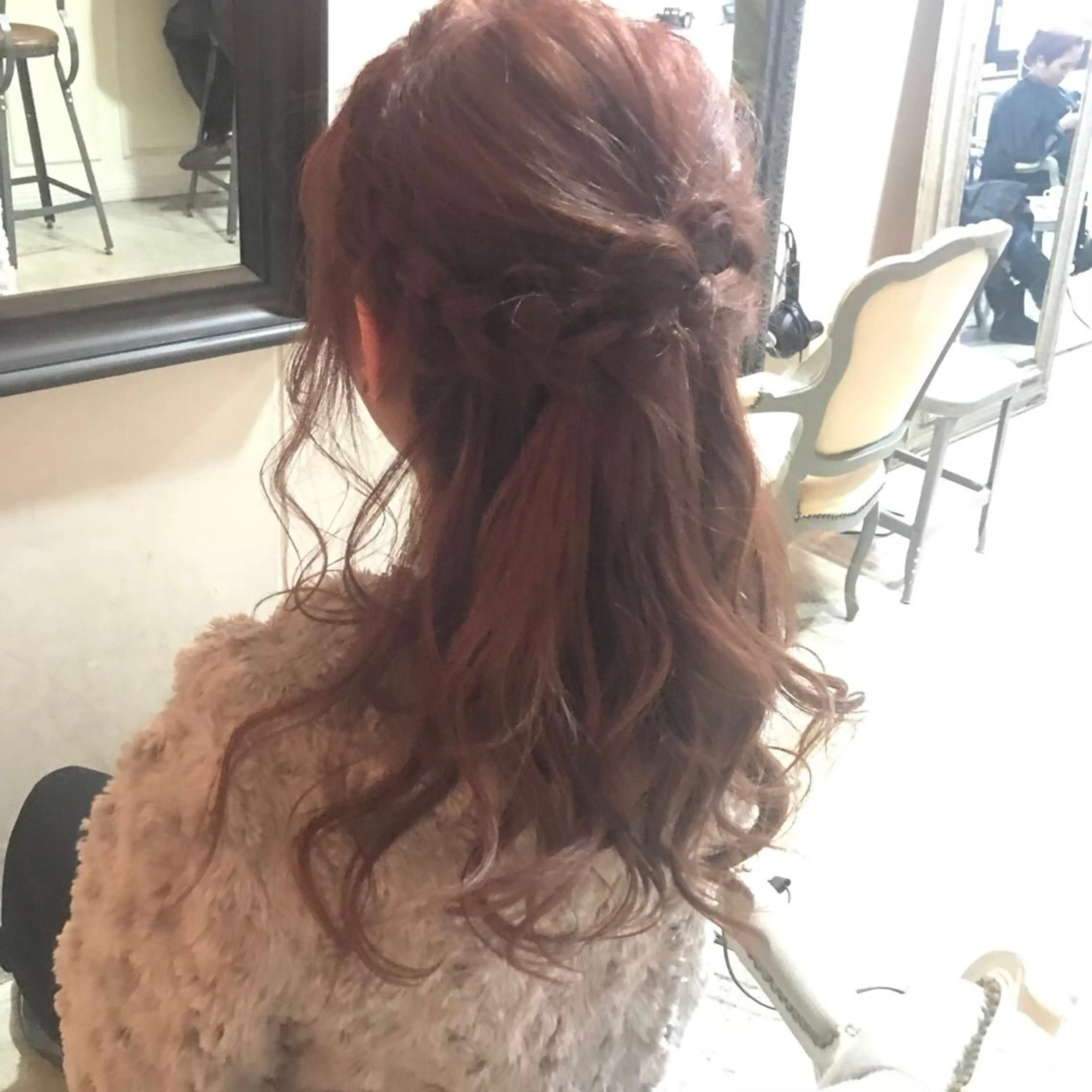 ロング カラー ヘアアレンジ ハーフアップ 顔周りcut・ご相談 =新宿しずく🇰🇷のヘアスタイル