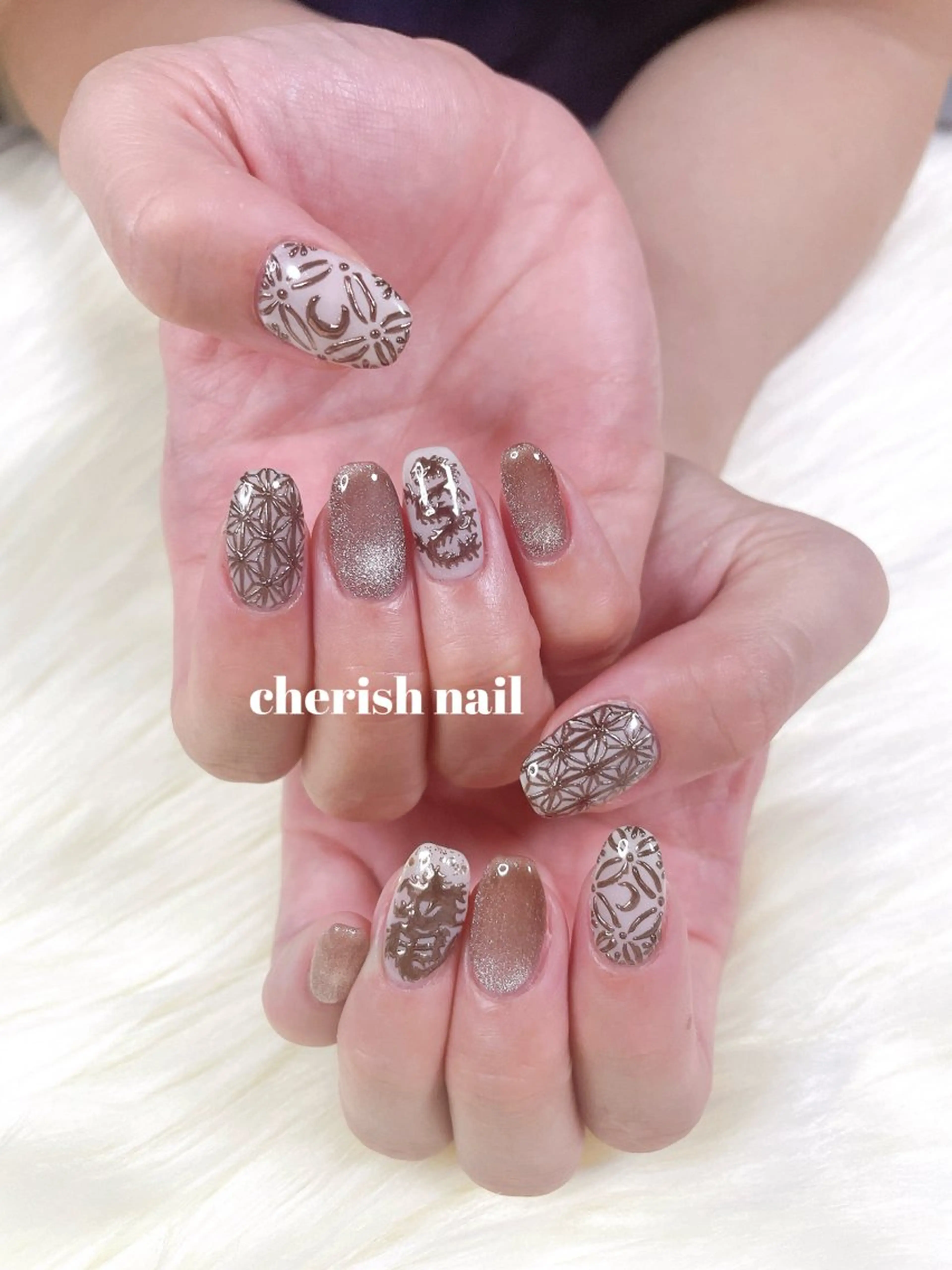 ネイル アートネイル マグネットネイル ブライダルネイル ハンドネイル cherish nailのネイルデザイン