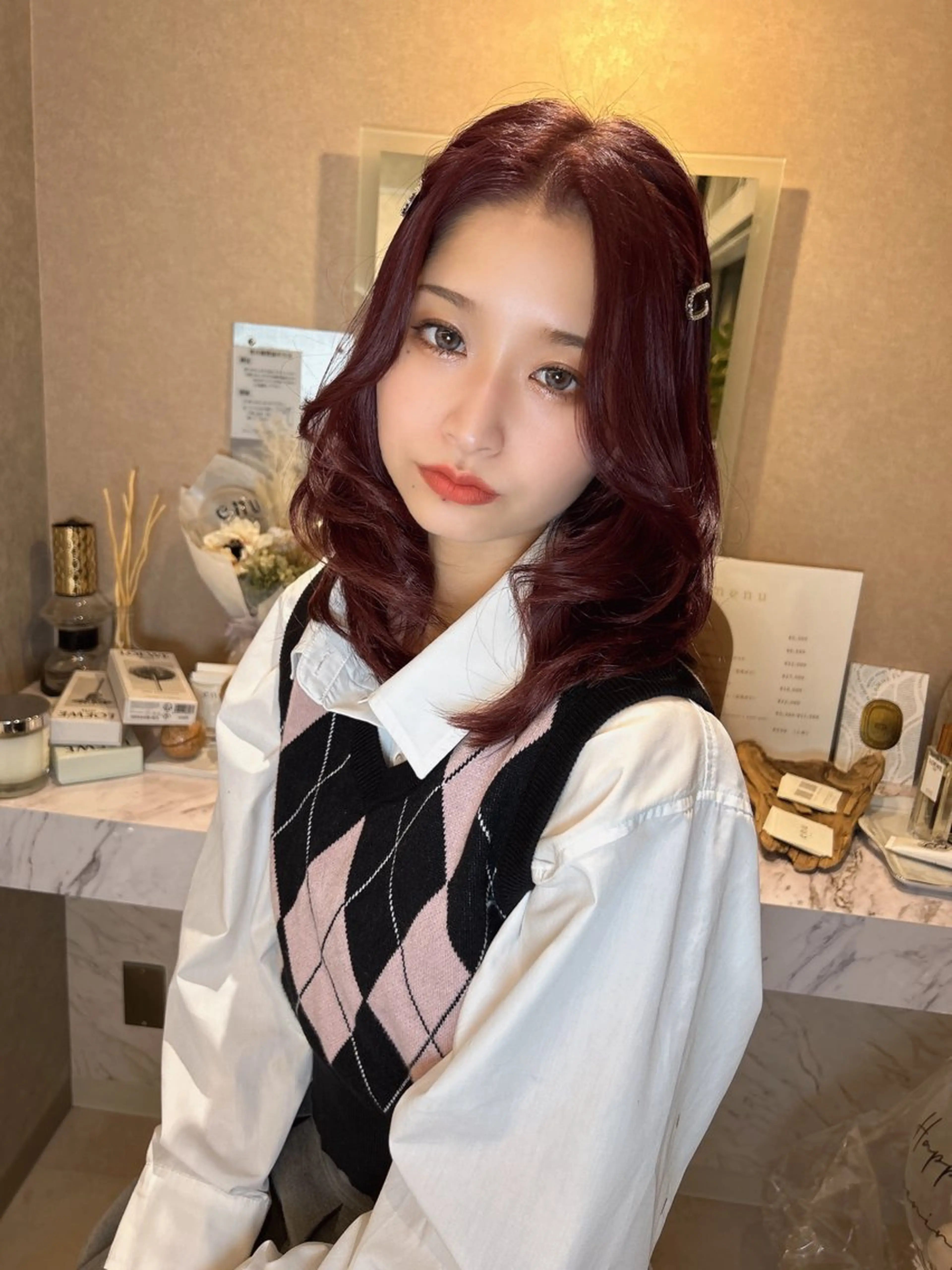 ミディアム enu所属・enu梅田 韓国ヘア ゆりのヘアスタイル