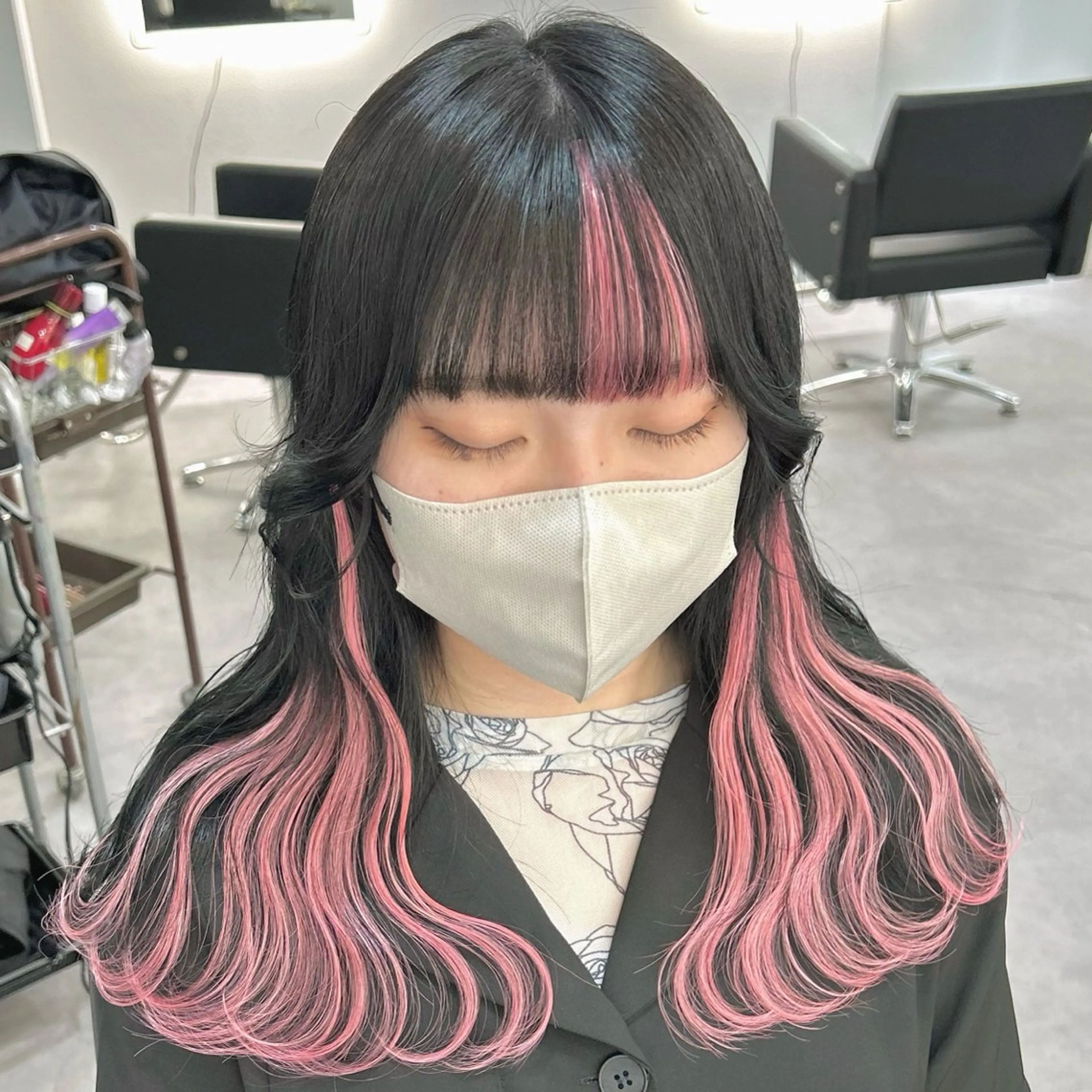 セミロング カラー ピンクカラー エクステ Cielro所属・エクステ ♡ 篠田 梓のヘアスタイル