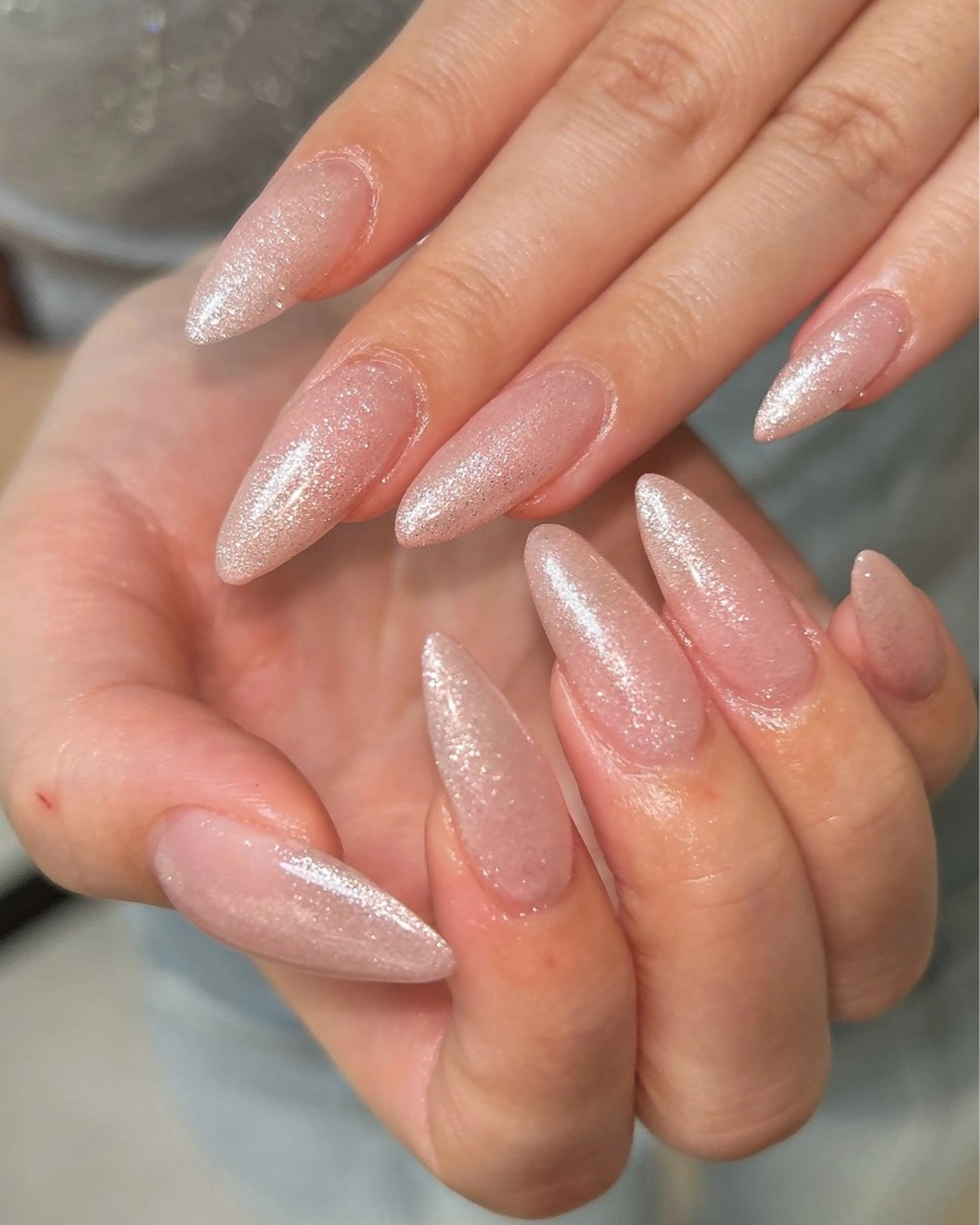 ネイル ラメ(グリッター) ピンク ハンドネイル ten nail salon　かえでのネイルデザイン