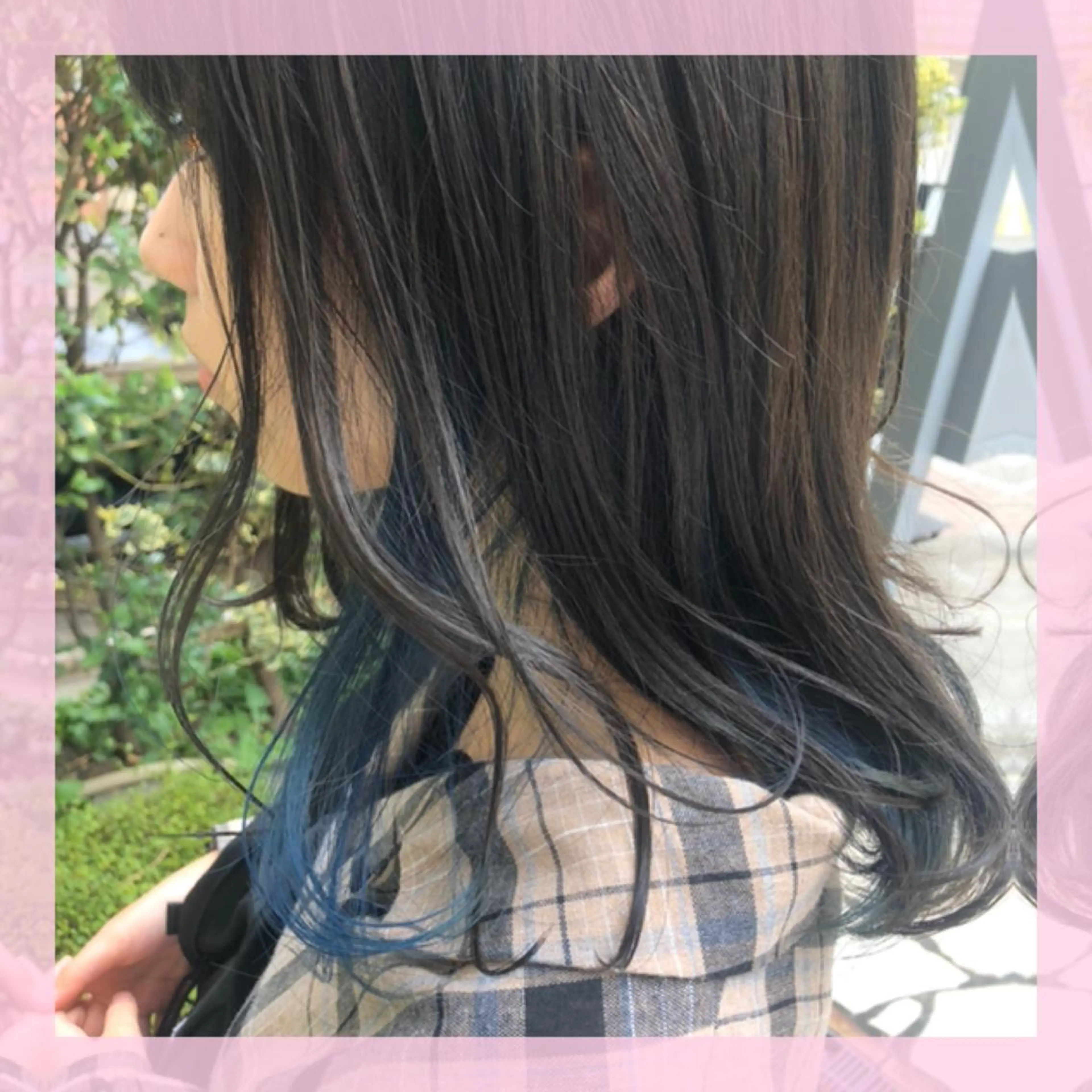 セミロング カラー ブルーカラー グレージュ インナーカラー カット ヘアカラー plum.所属・🍒前川 🍒のヘアスタイル