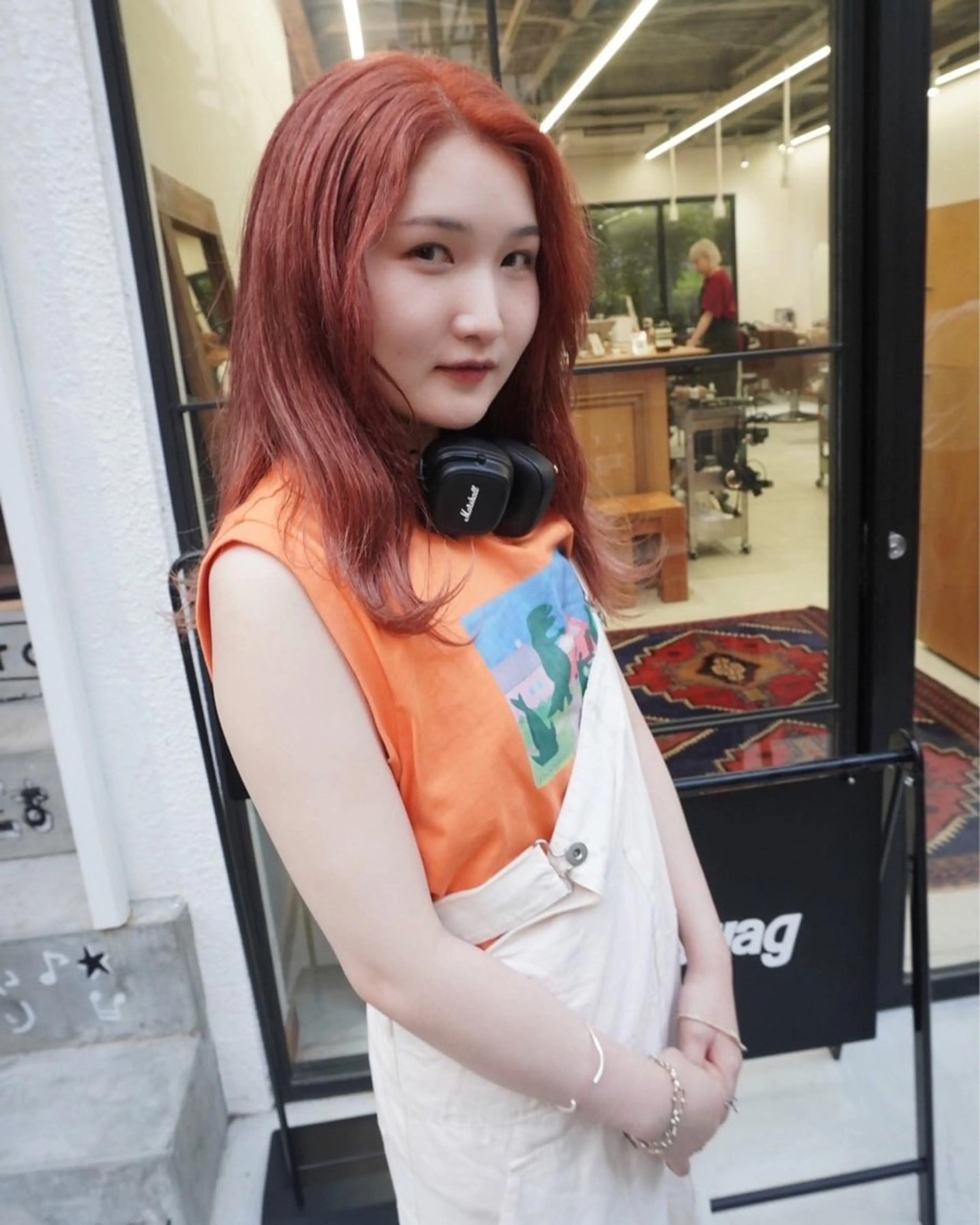 ロング カラー パーマ ヘアアレンジ 髪と音処　マトぺ所属・ダブルカラー/ボブ ブリーチカラー/ユリのヘアスタイル
