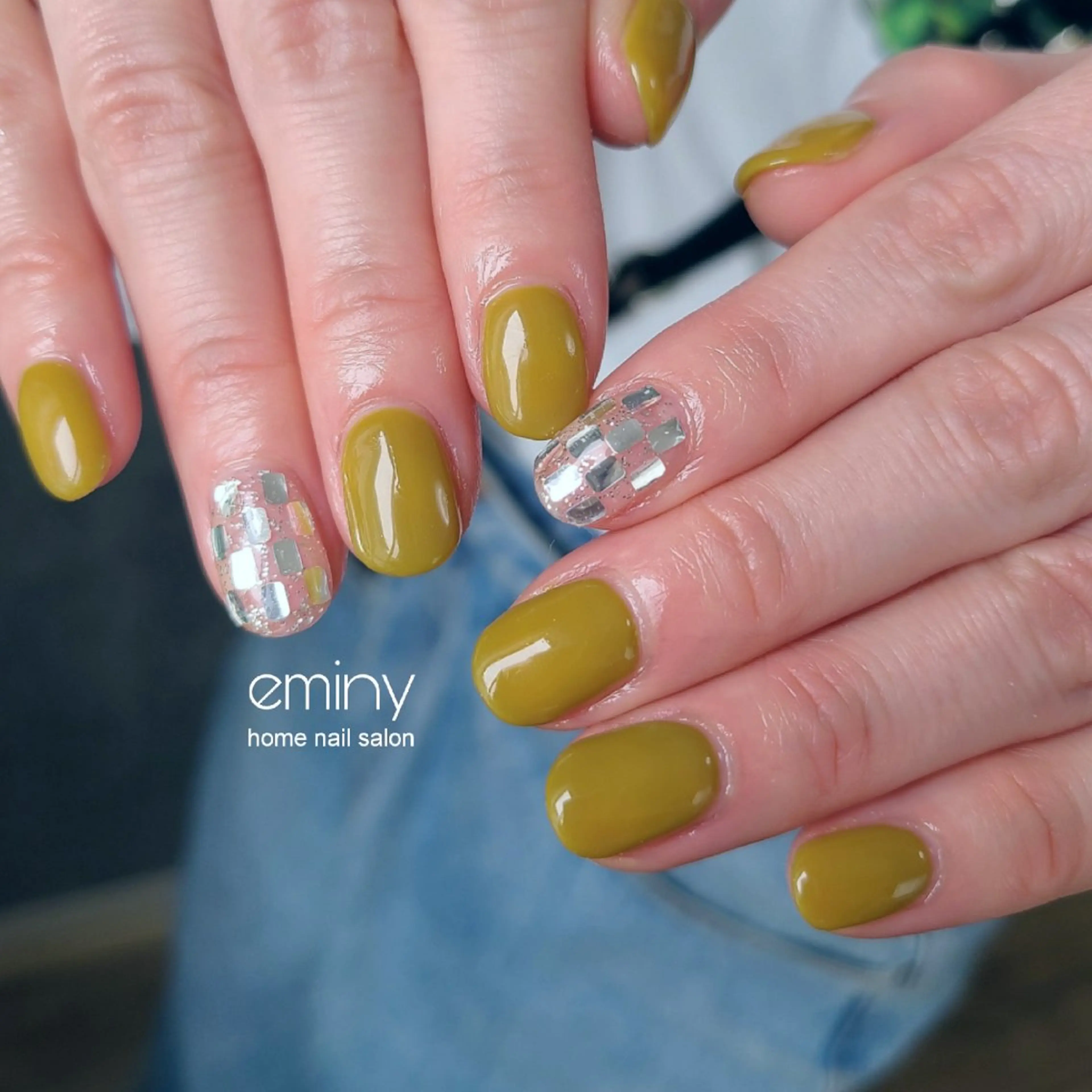 ネイル ジェルネイル ホログラムネイル キラキラネイル 韓国ネイル ミラーネイル ハンドネイル nail salon  eminyのネイルデザイン