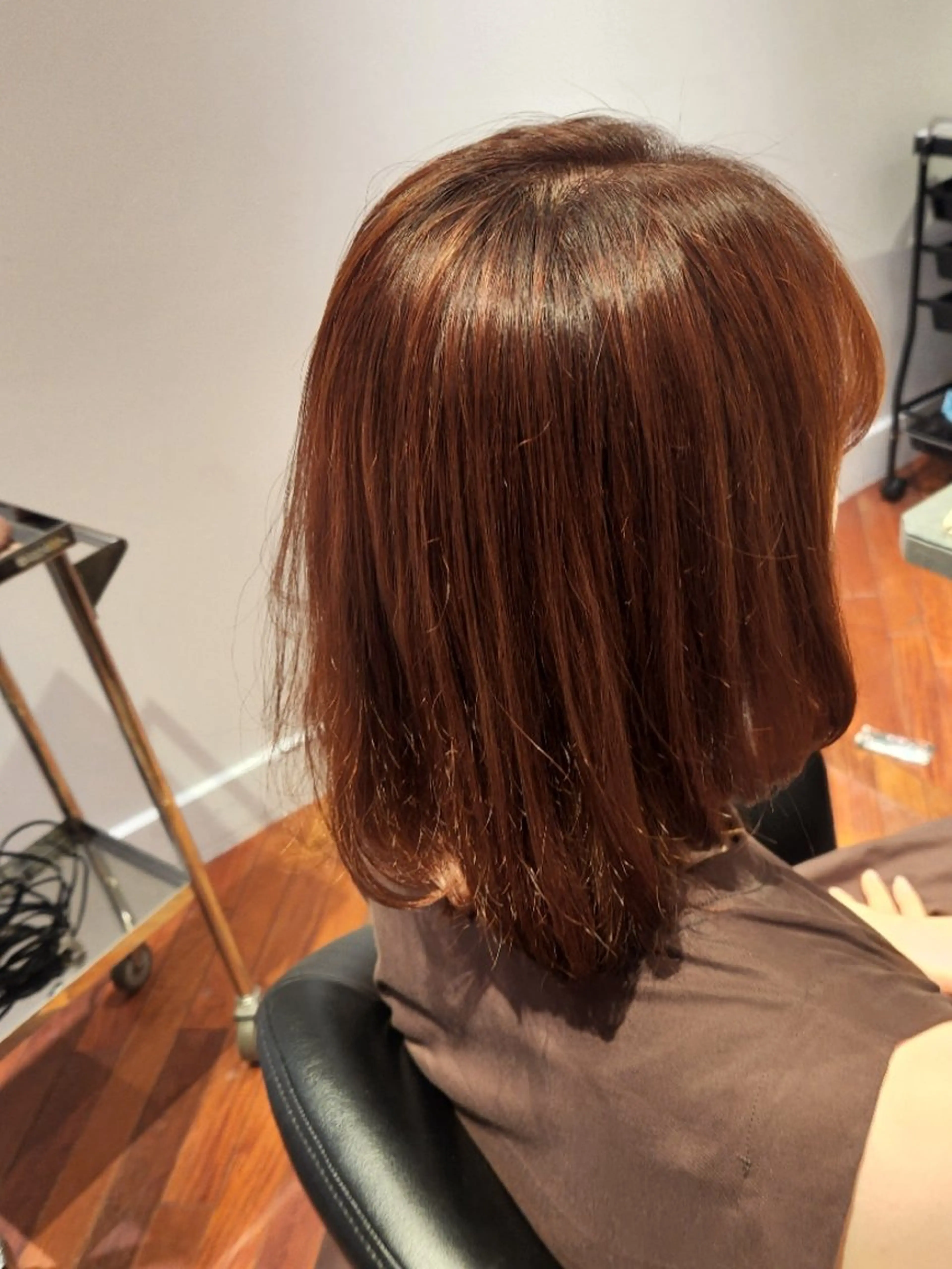 ミディアム カラー ブラウンカラー オレンジ オレンジブラウン ショートパーマ🌀 小田　なつめのヘアスタイル