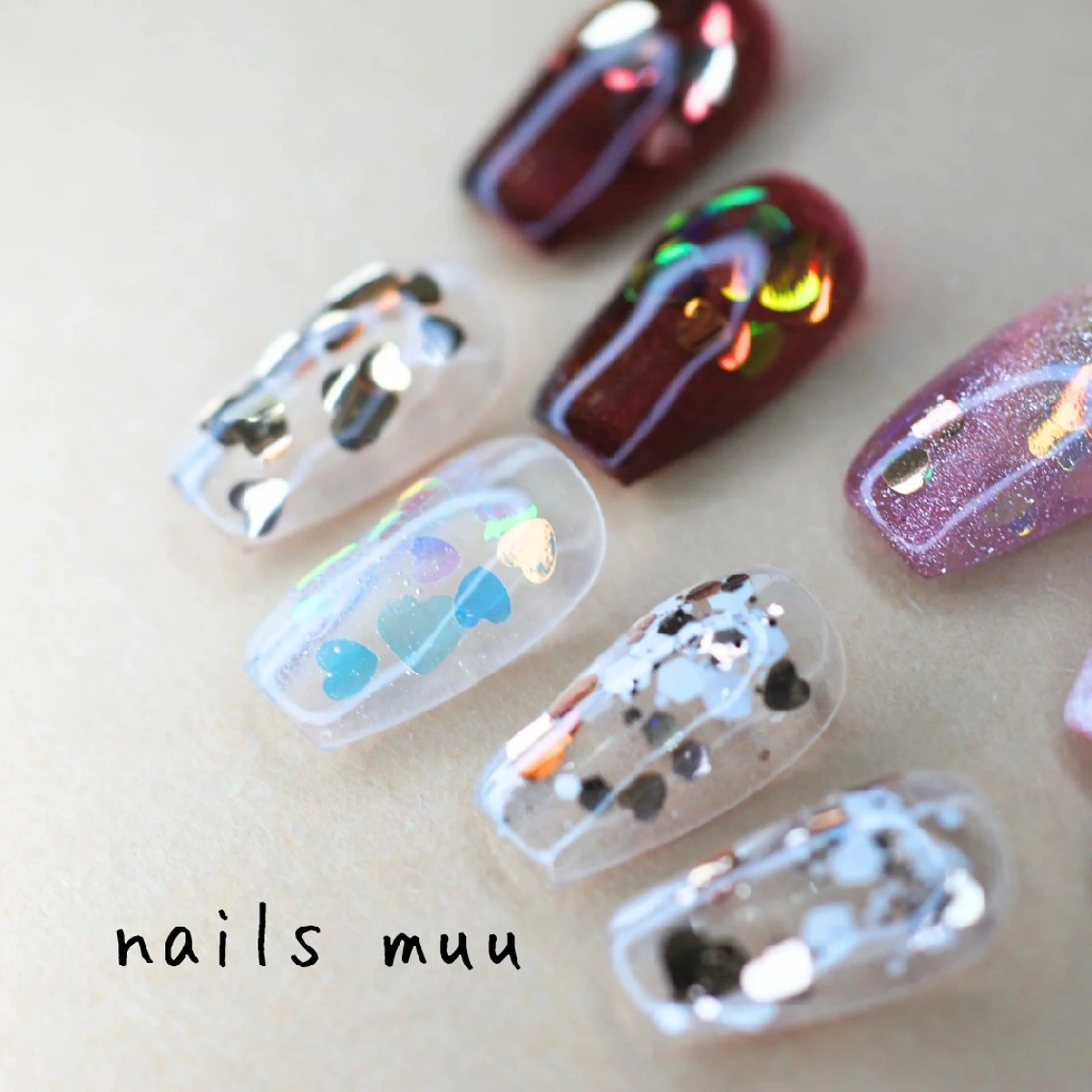 ネイル ハート バレンタイン ハンドネイル nails muu まゆのネイルデザイン
