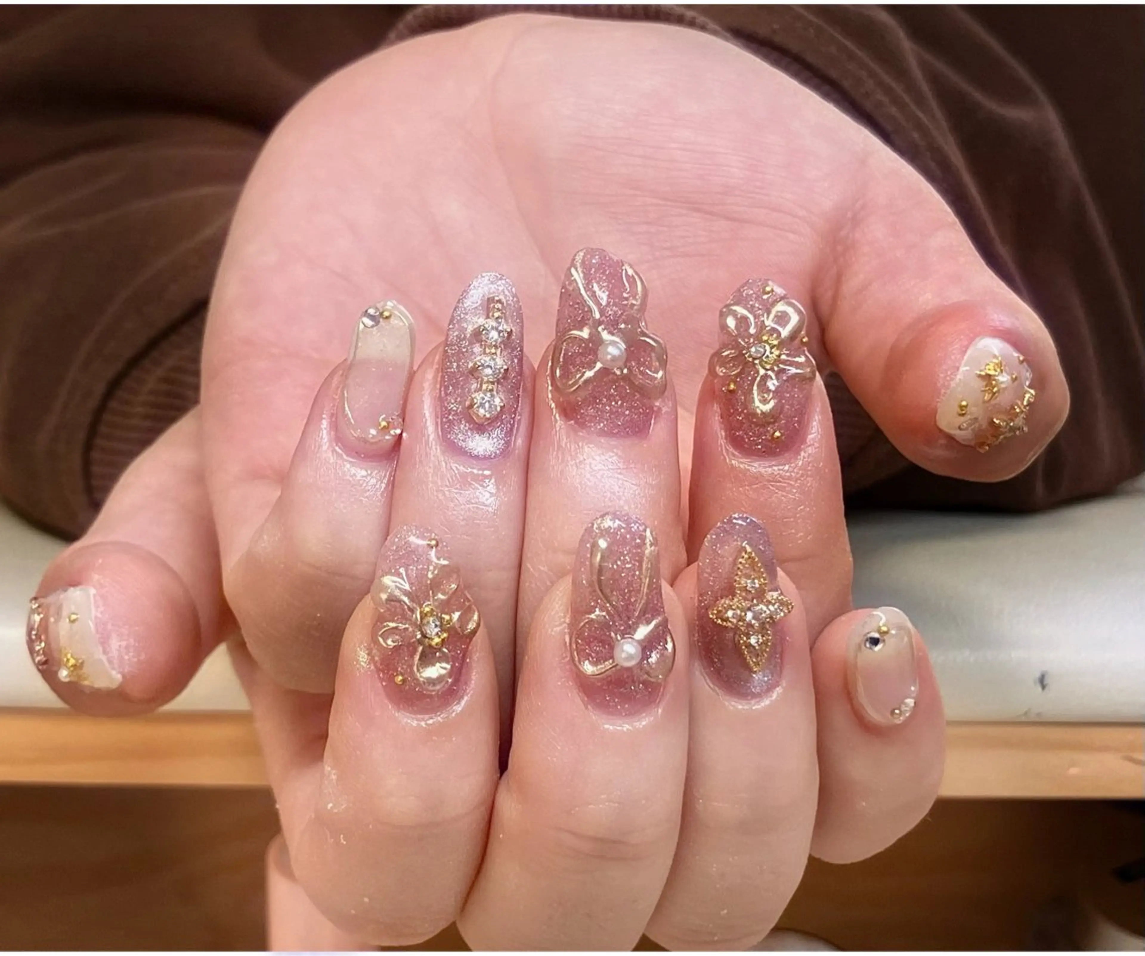 ネイル アートネイル ジェルネイル キラキラネイル マグネットネイル 大理石ネイル(マーブル) ハンドネイル RinRin　nail所属・孔 ジンシェンのネイルデザイン