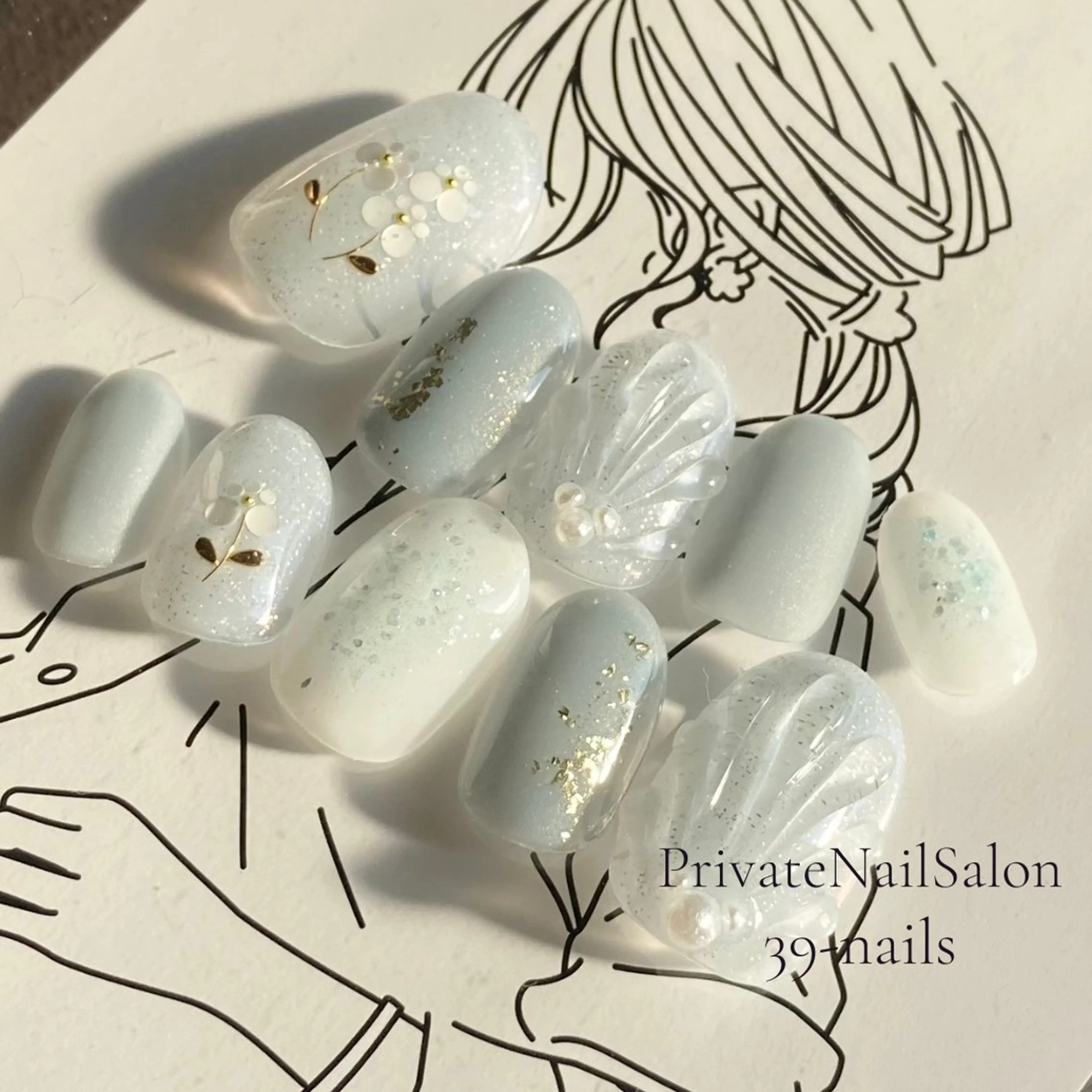 ネイル 成人式 ジェルネイル パラジェル ぷっくりネイル ブライダルネイル ハンドネイル 39-nails EharaMikuのネイルデザイン