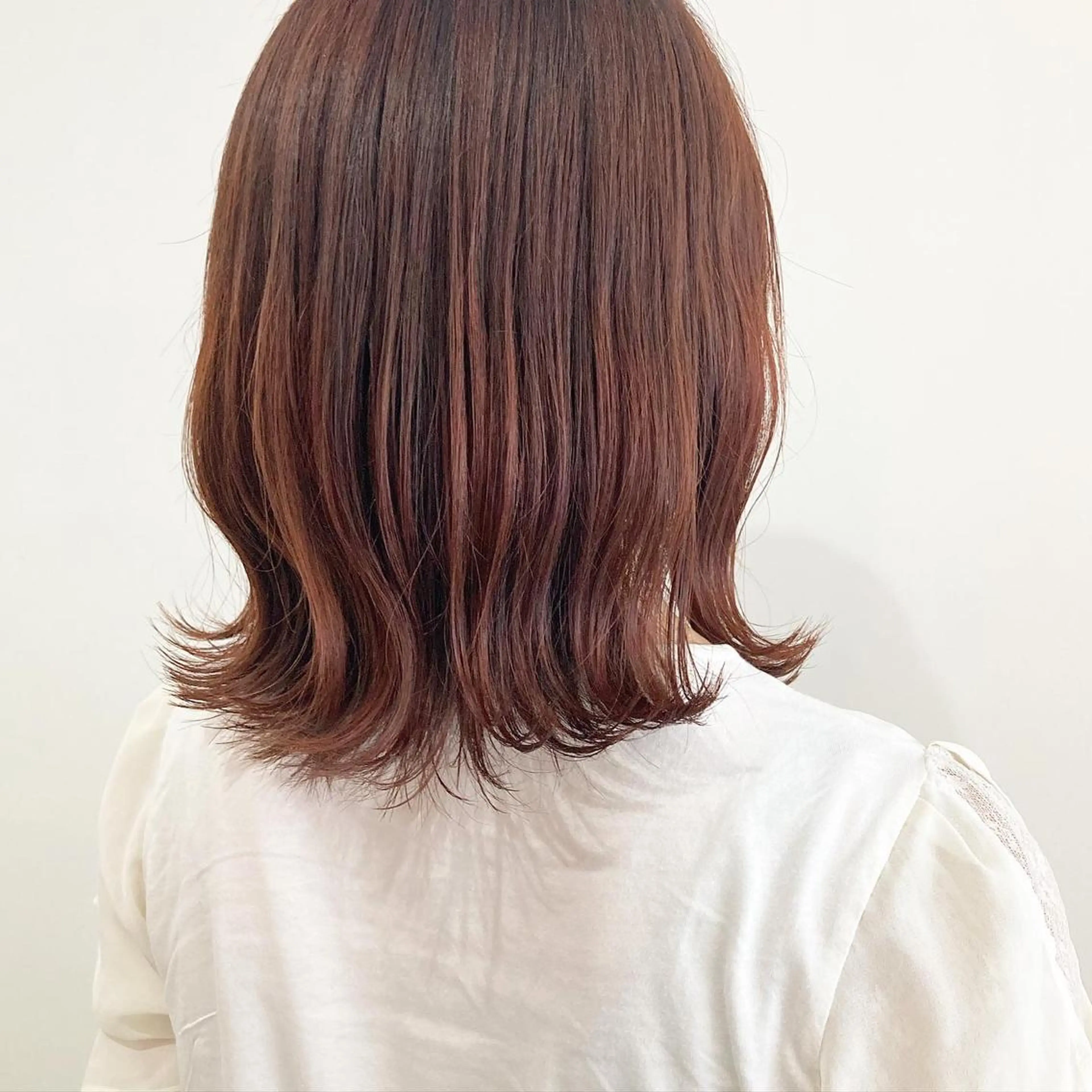 ミディアム カラー ブリーチ オレンジ お洒落パーマ/ 艶カラー/michiのヘアスタイル