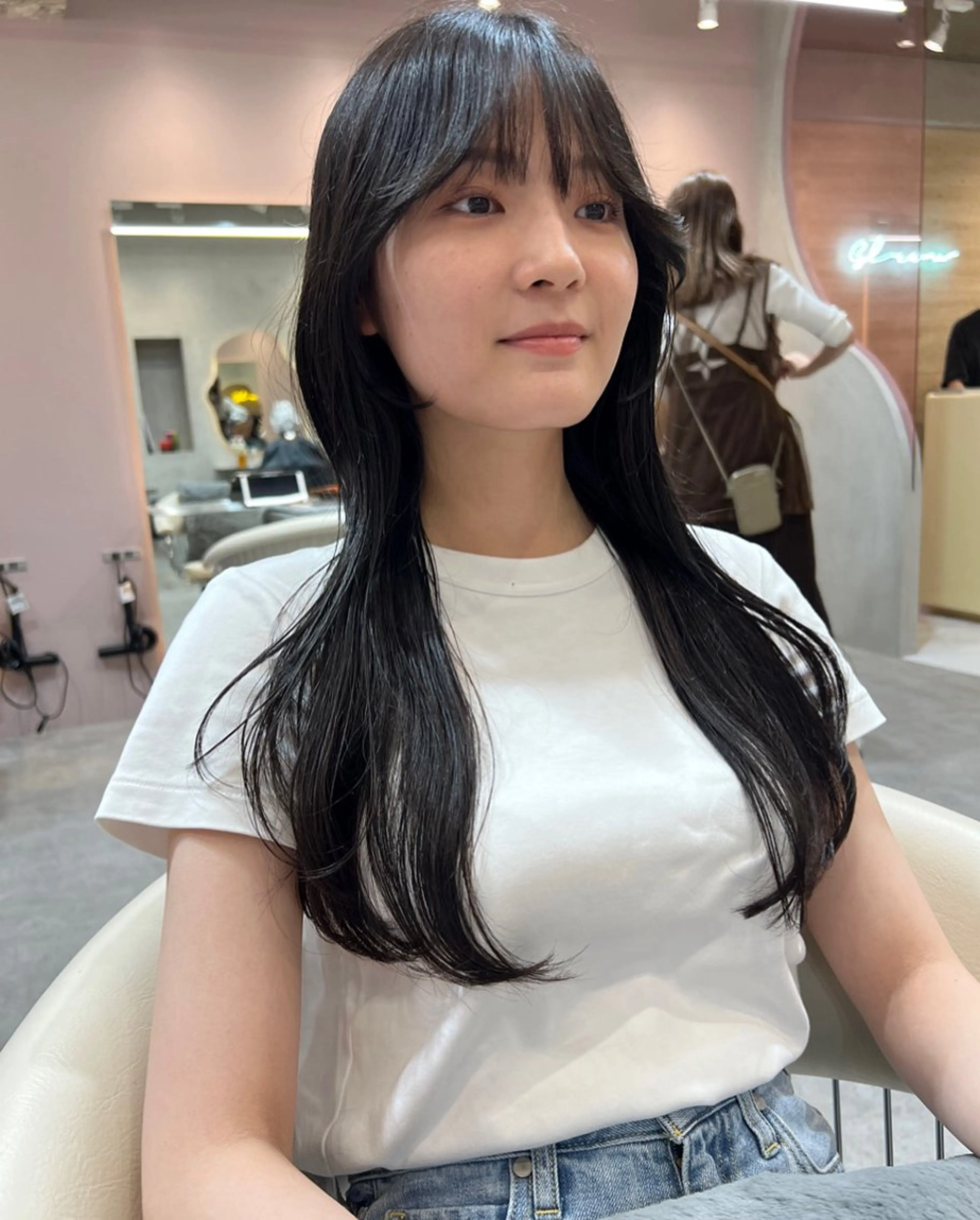 ロング カラー ヘアアレンジ 黒髪 ブルーカラー ブルーブラック くびれヘア 🇰🇷韓国メンズ 特化🇰🇷松永恭征のヘアスタイル