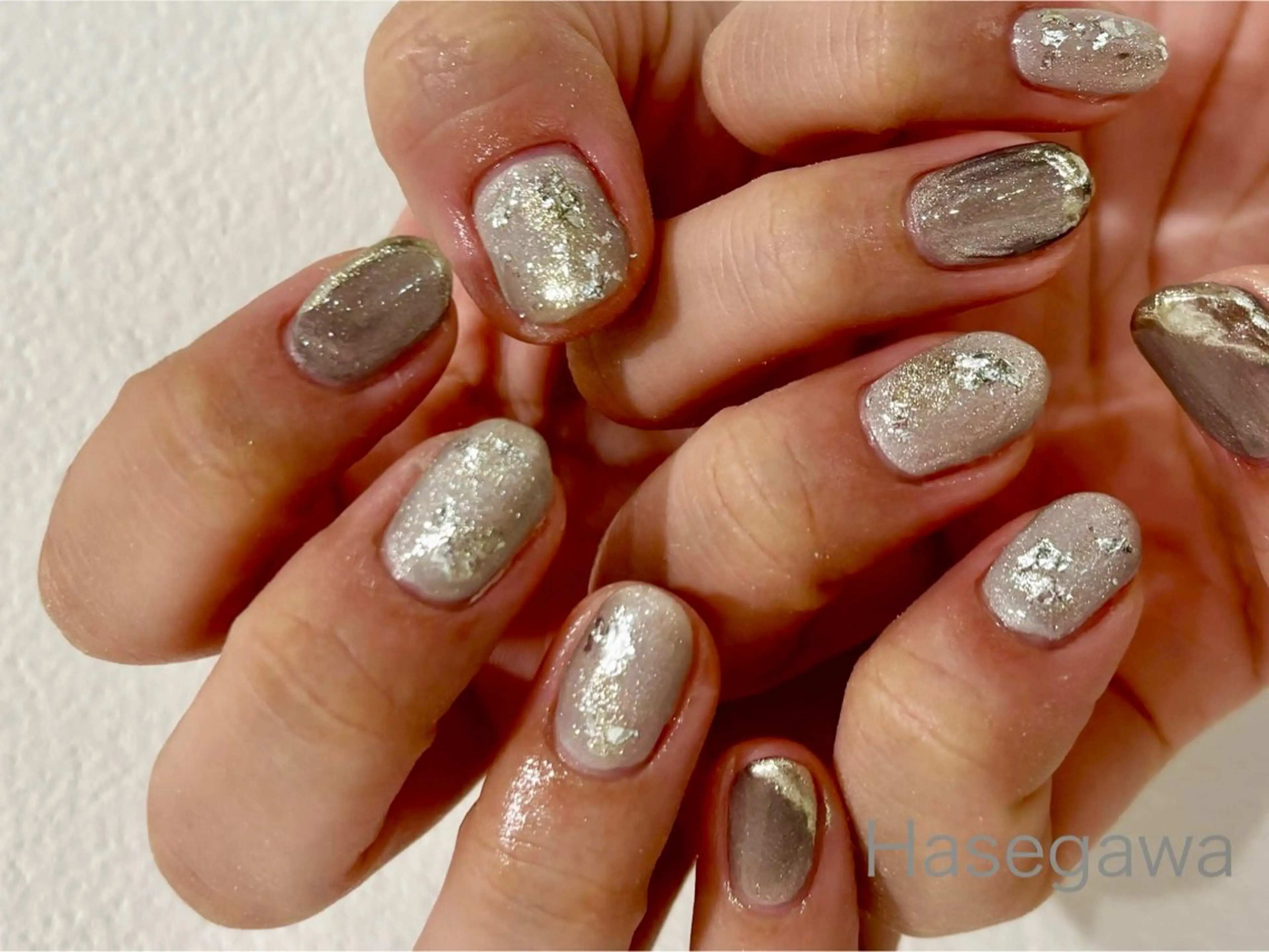 ネイル アートネイル ミラーネイル シルバー ハンドネイル DROP所属・DROP 長谷川のネイルデザイン