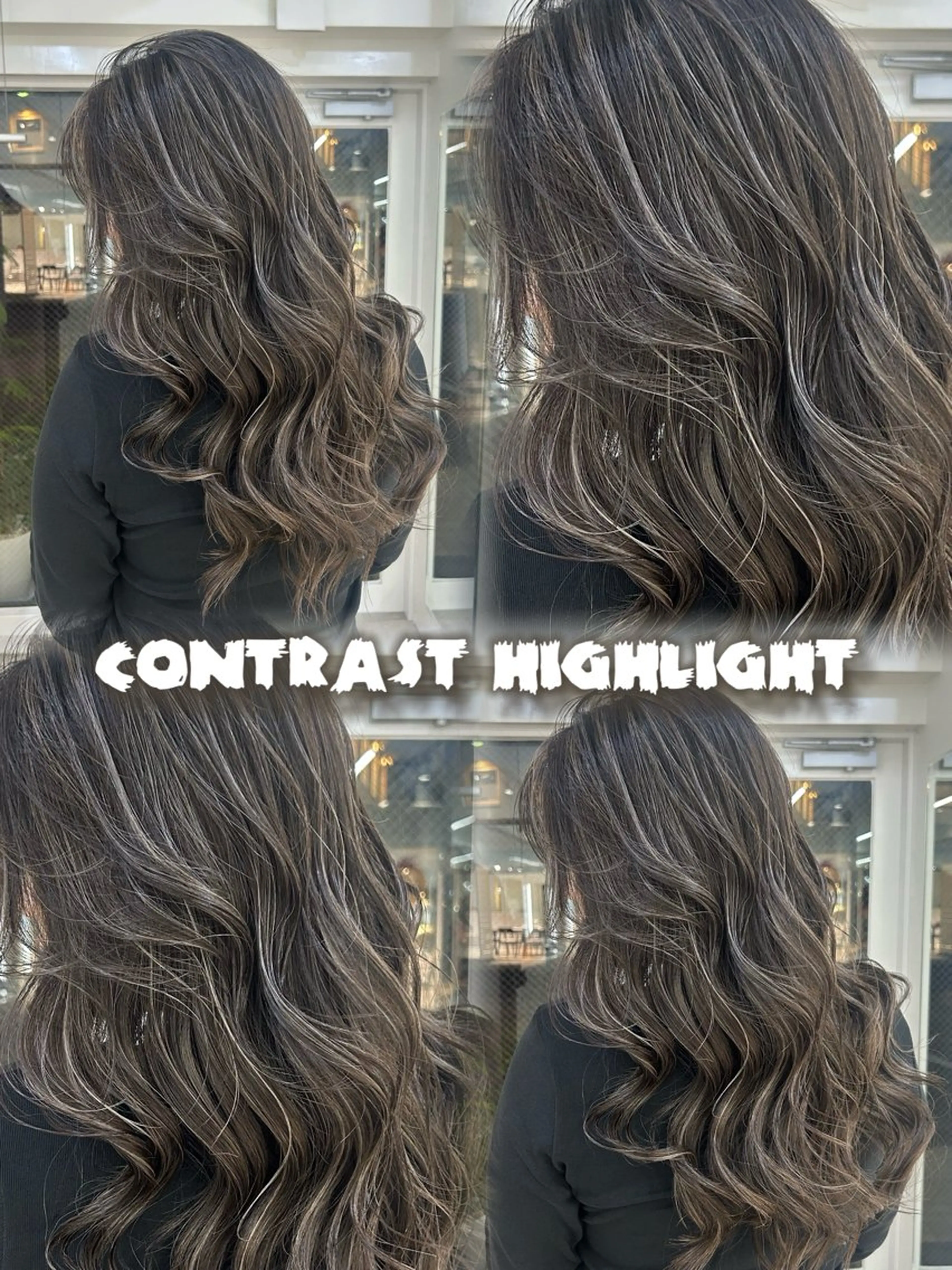 ロング カラー ハイライトカラー ハイライト ヘアカラー ONYX 表参道所属・表参道/ハイライト バレイヤージュ/縮毛のヘアスタイル