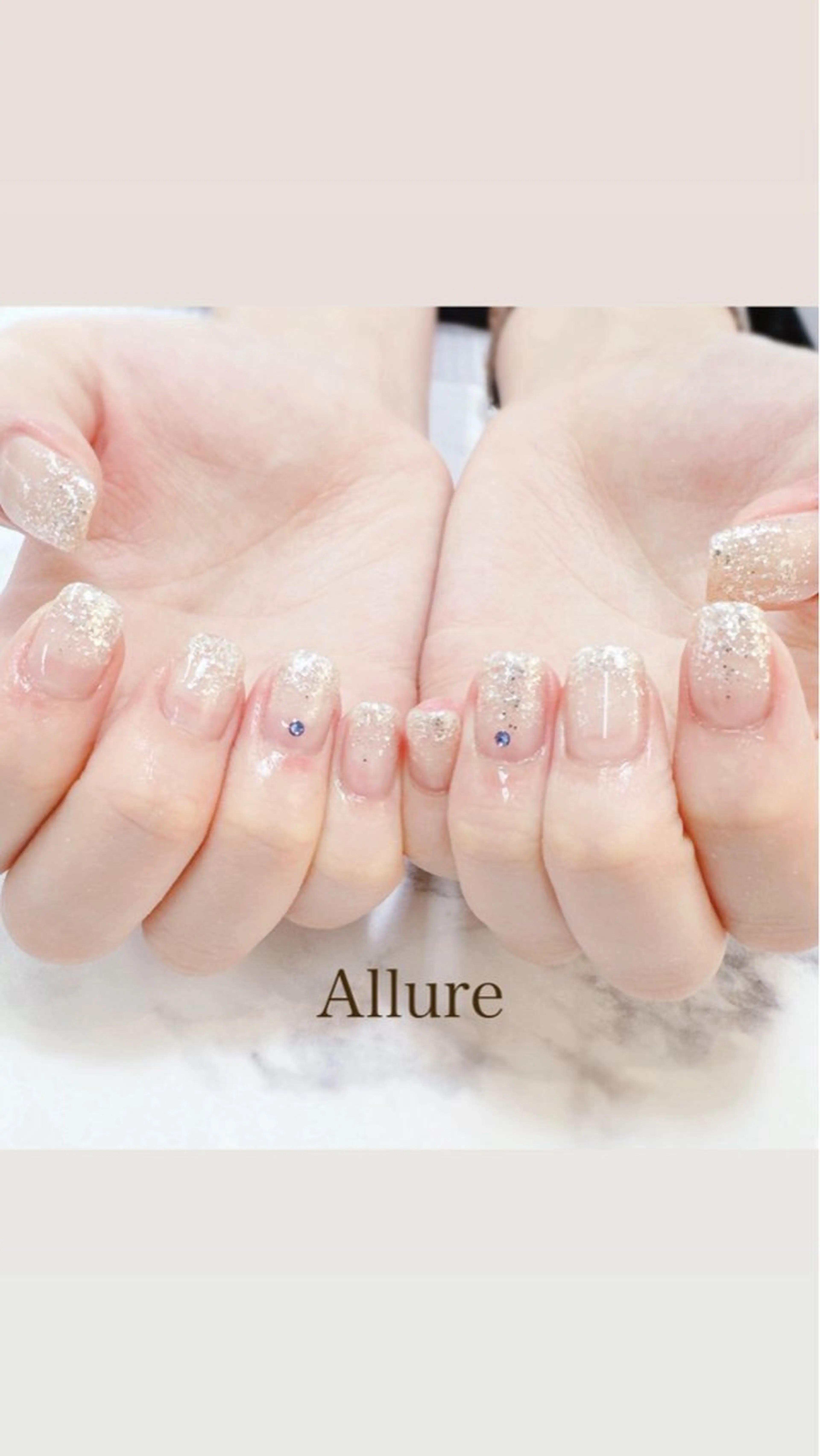 ネイル キラキラネイル ラメ(グリッター) ラメグラデーション ストーンネイル Allure Yuuのネイルデザイン