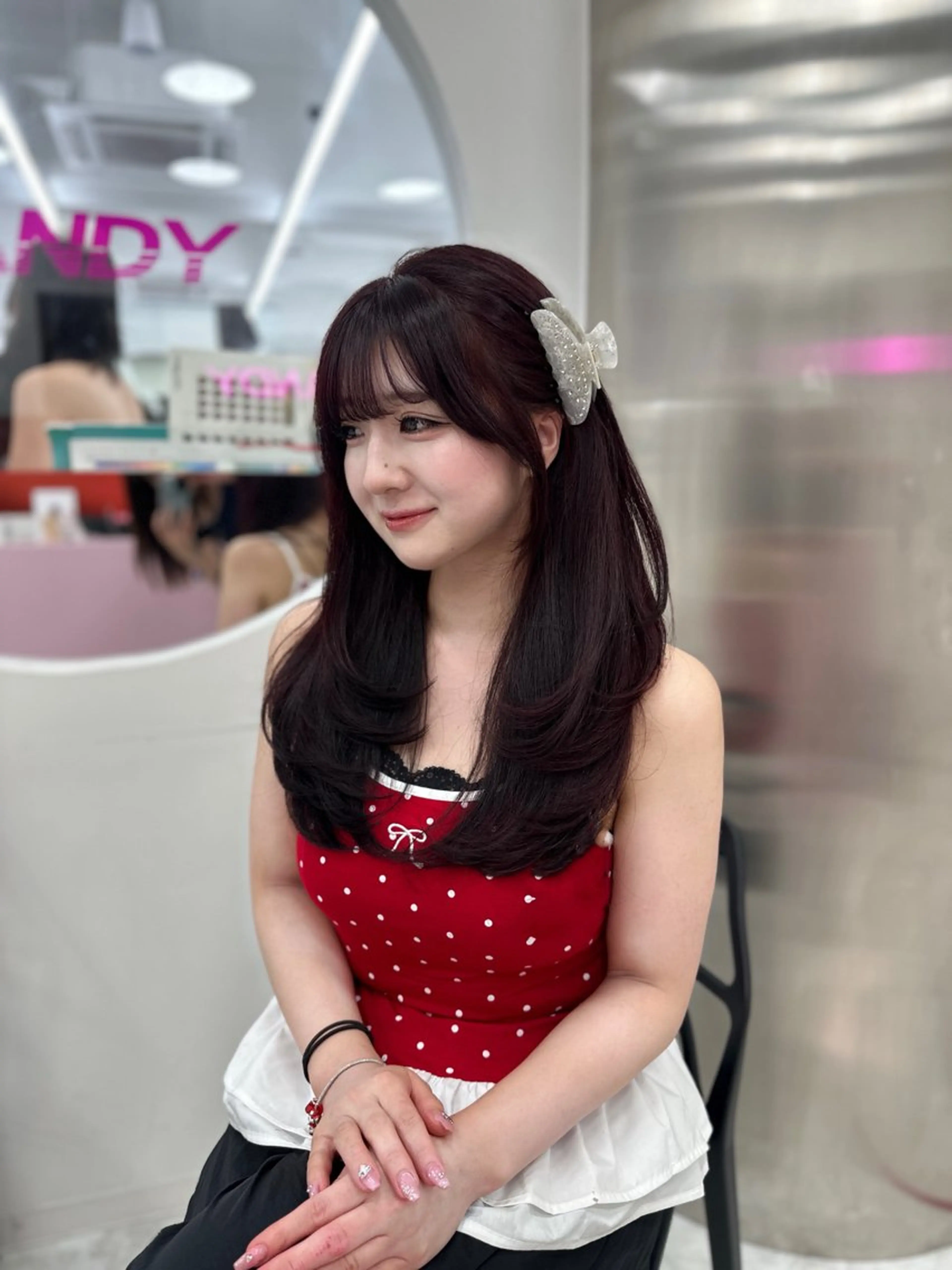 💖当日予約限定🇰🇷トレンドレイヤーカット✂️➕艶々ワンカラー➕髪質改善(酸熱)トリートメント✧*｡💖の写真