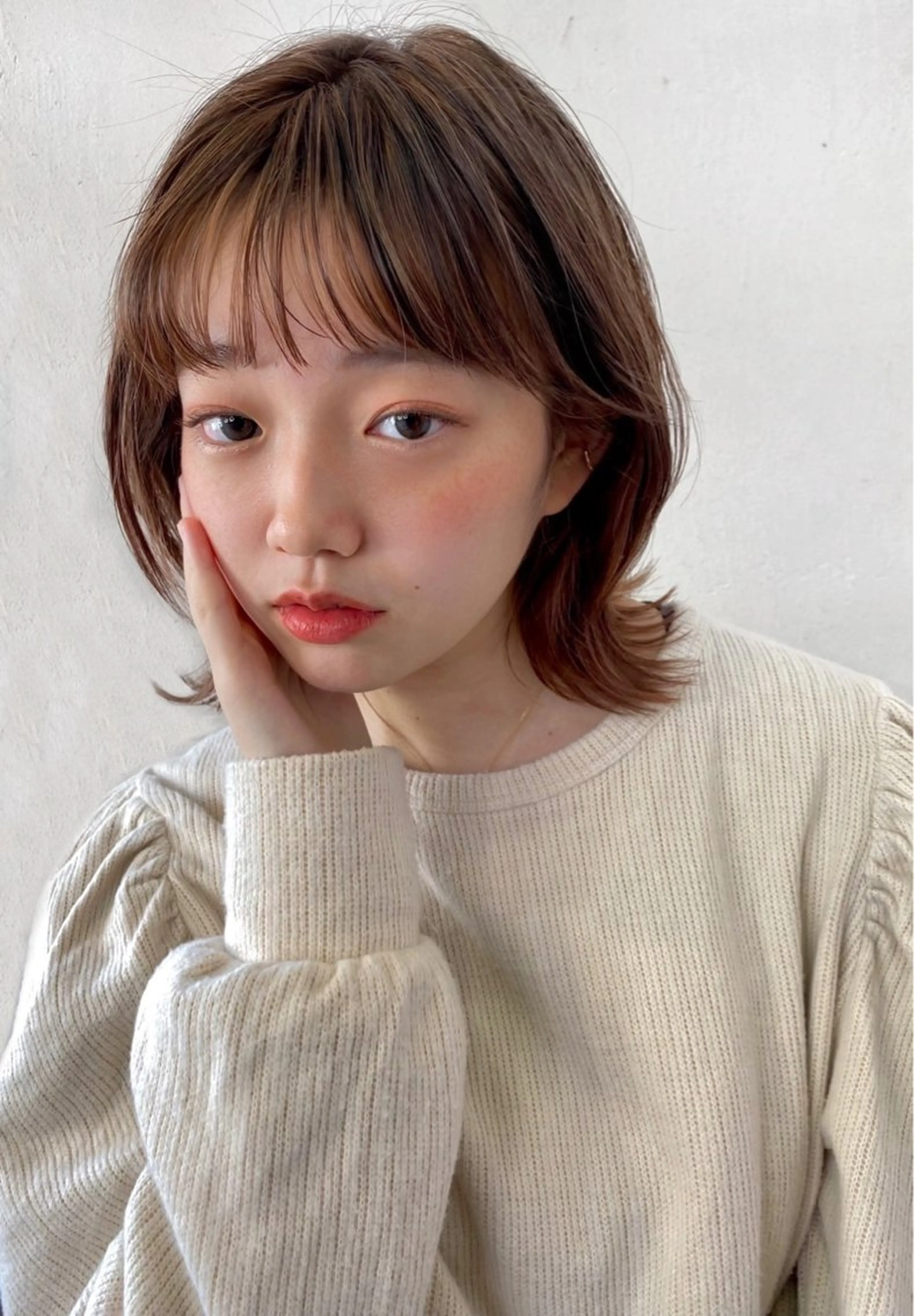 ミディアム カラー シースルーバング 【韓国ヘア×透明感 カラー】笹谷 莉未のヘアスタイル