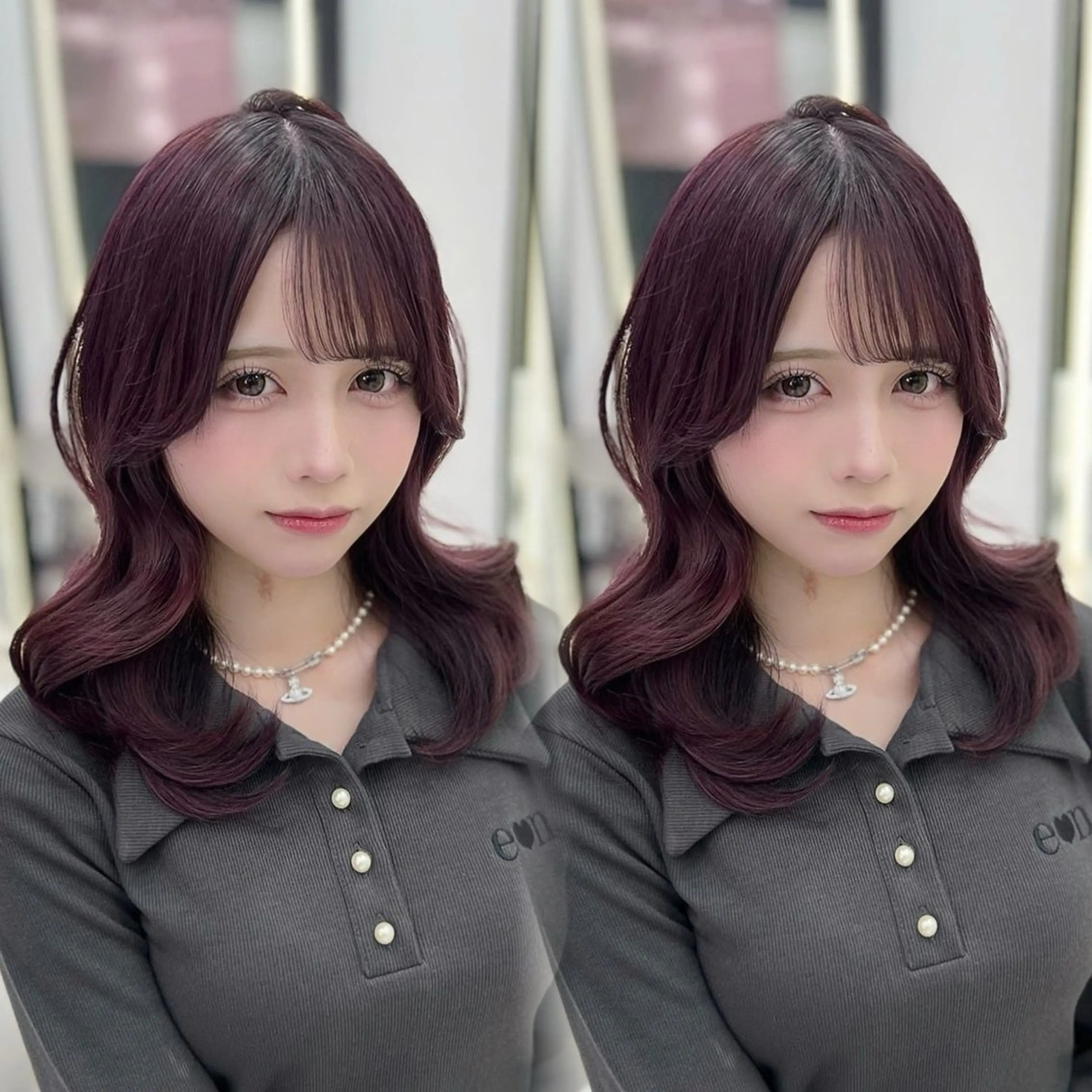 セミロング ヘアカラー うる艶カラー×韓国 ヘア/Yumi🎀のヘアスタイル