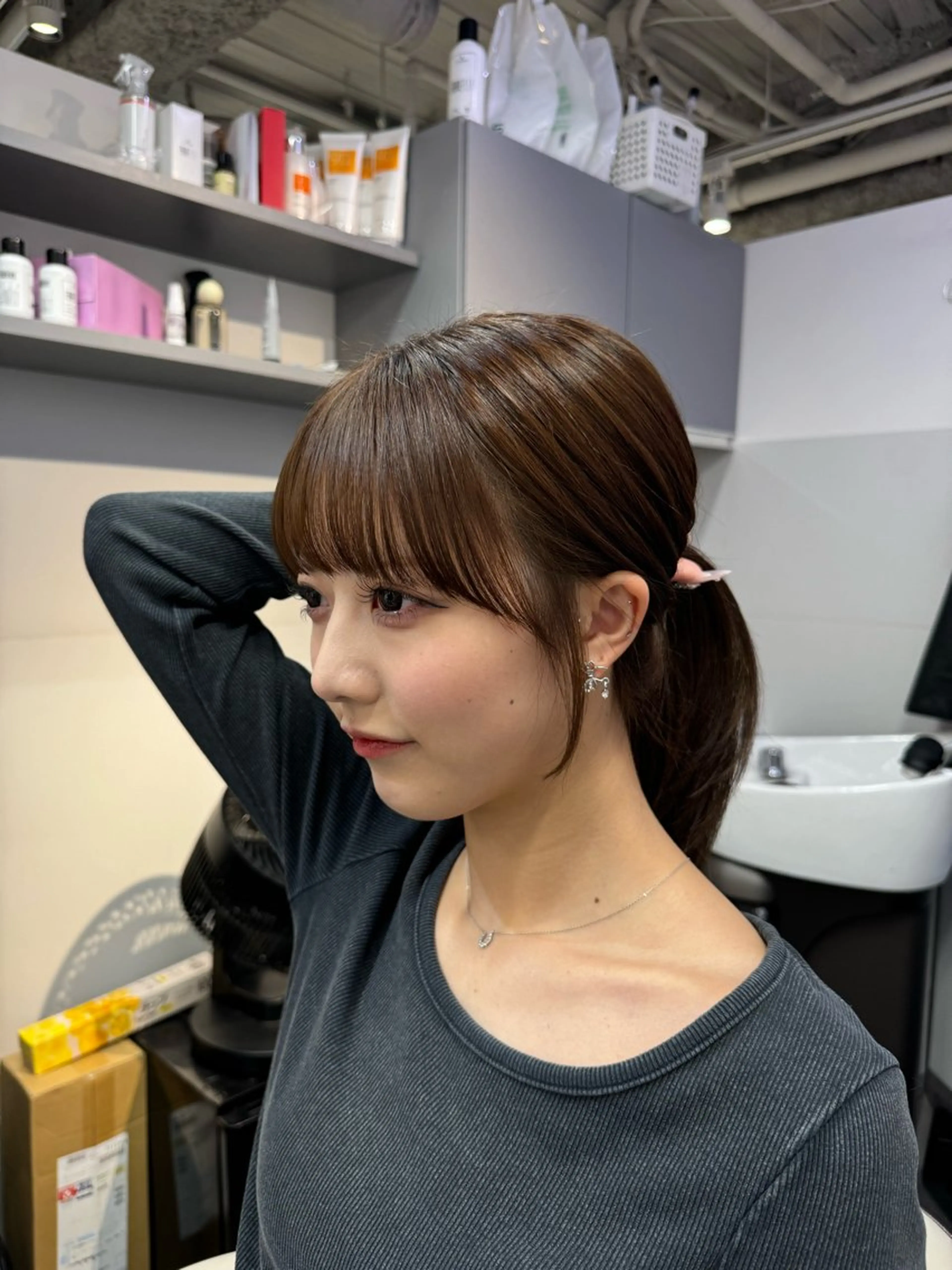 セミロング カラー カット ヘアカラー 顔まわりの神様 藤嶋秀幸のヘアスタイル