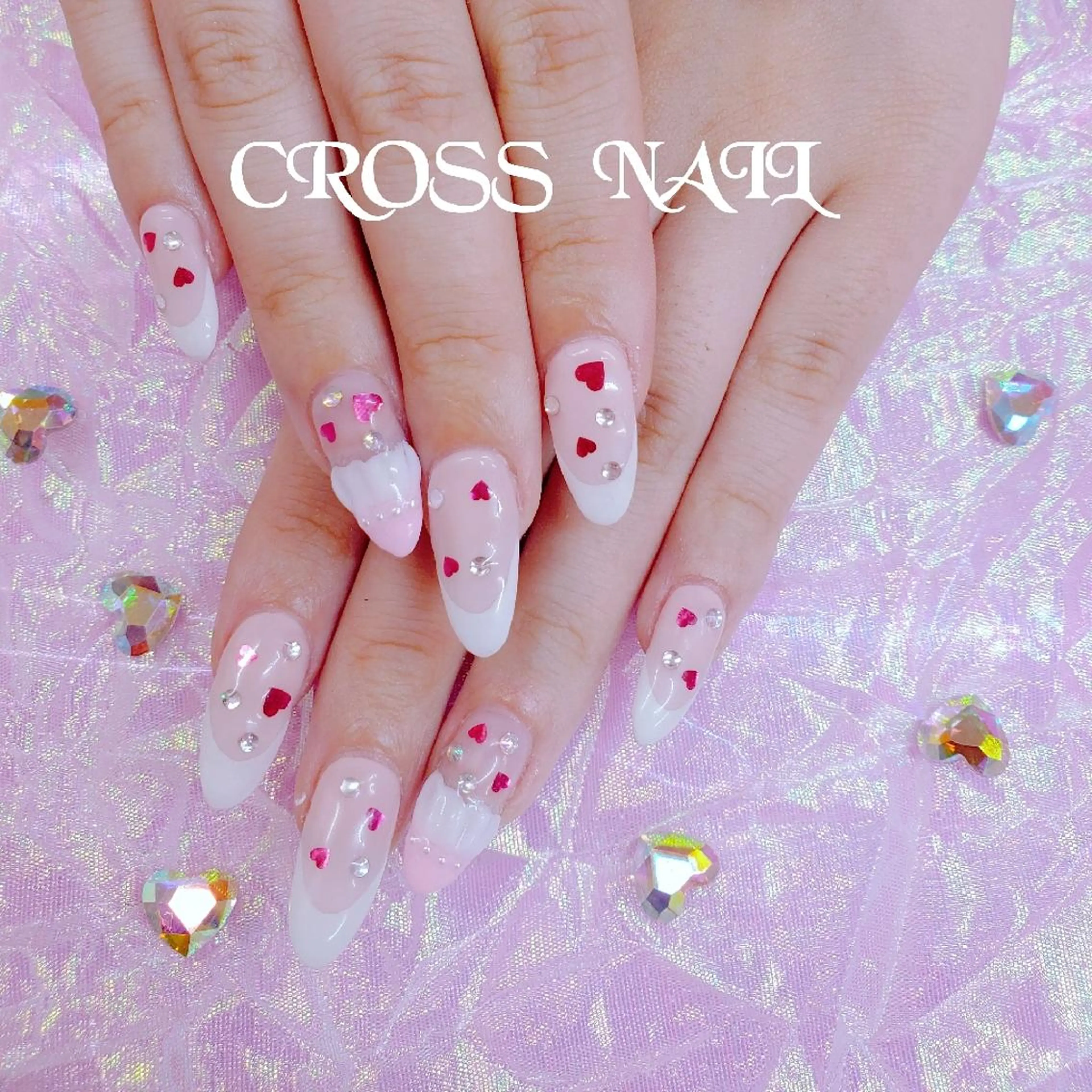 ネイル 長さ出し 氷ネイル・うるうるネイル 韓国ネイル ネイルチップ CROSS SALON/Lazy所属・CROSS  クロス　のネイルデザイン