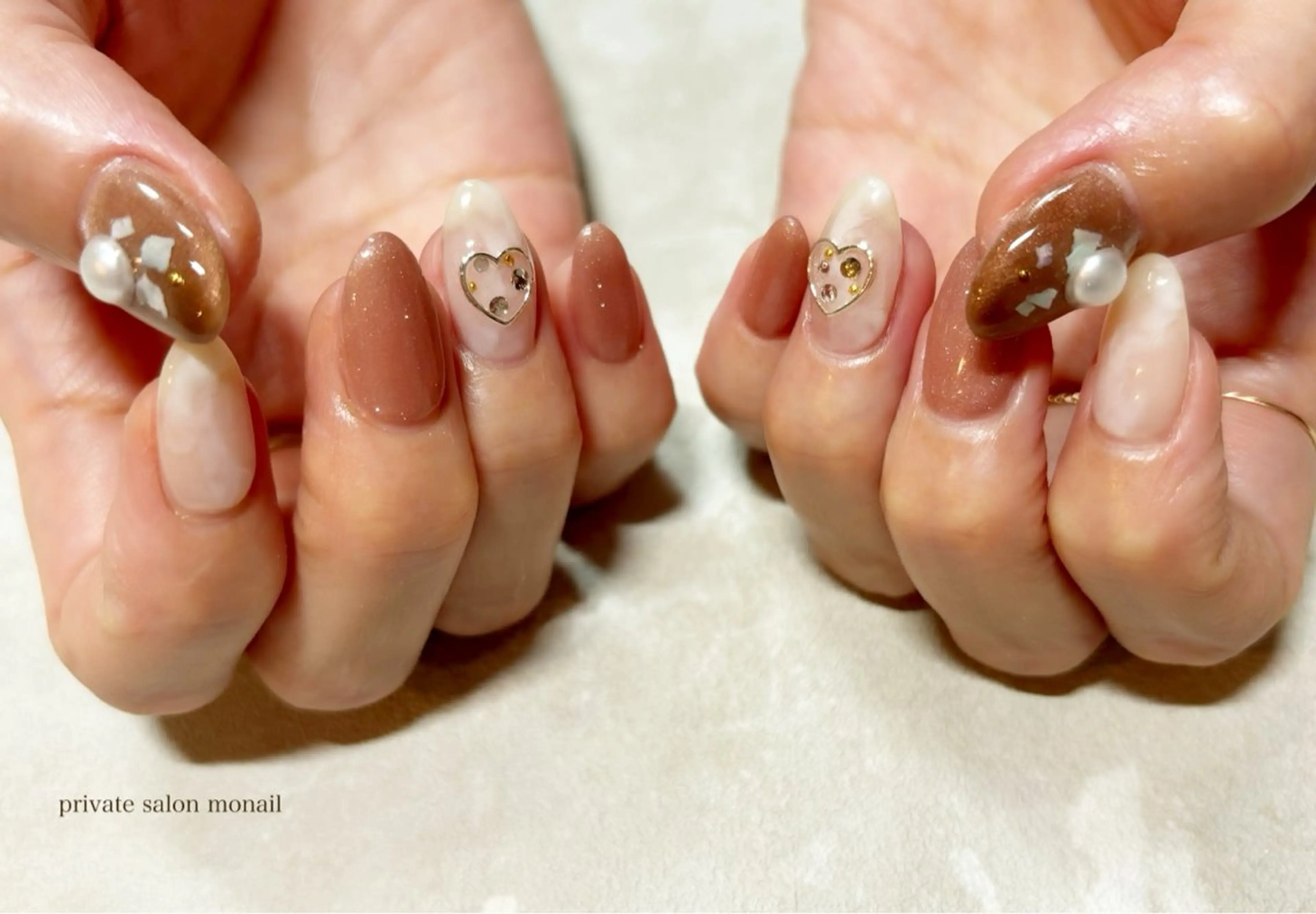 ネイル ハート ハンドネイル private  nail monail所属・nail salon monailのネイルデザイン