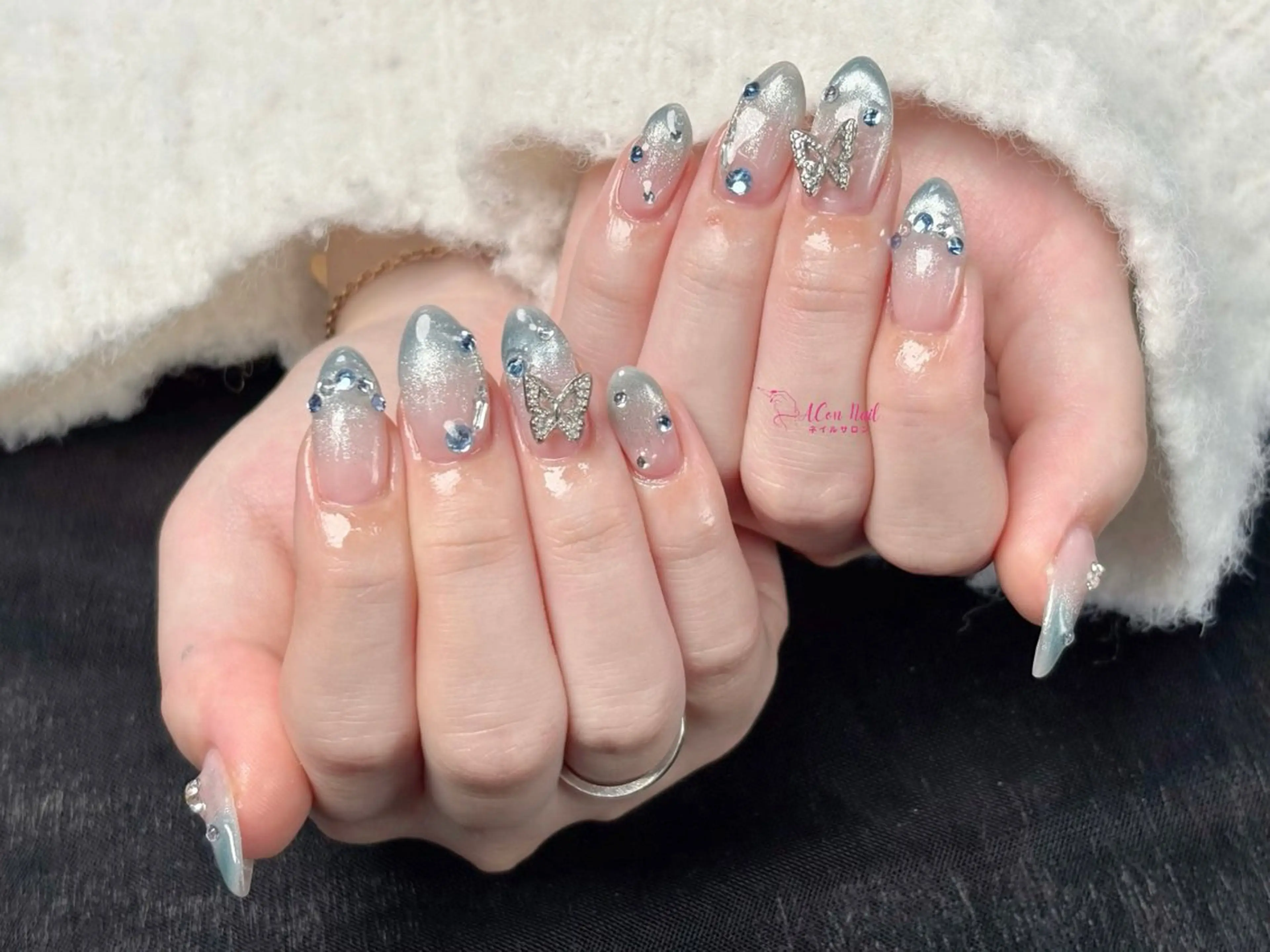 ネイル 桜ネイル 長さ出し フラワーネイル フレンチネイル ジェルネイル ハンドネイル AConNailSalon所属・ACon NailSalonのネイルデザイン