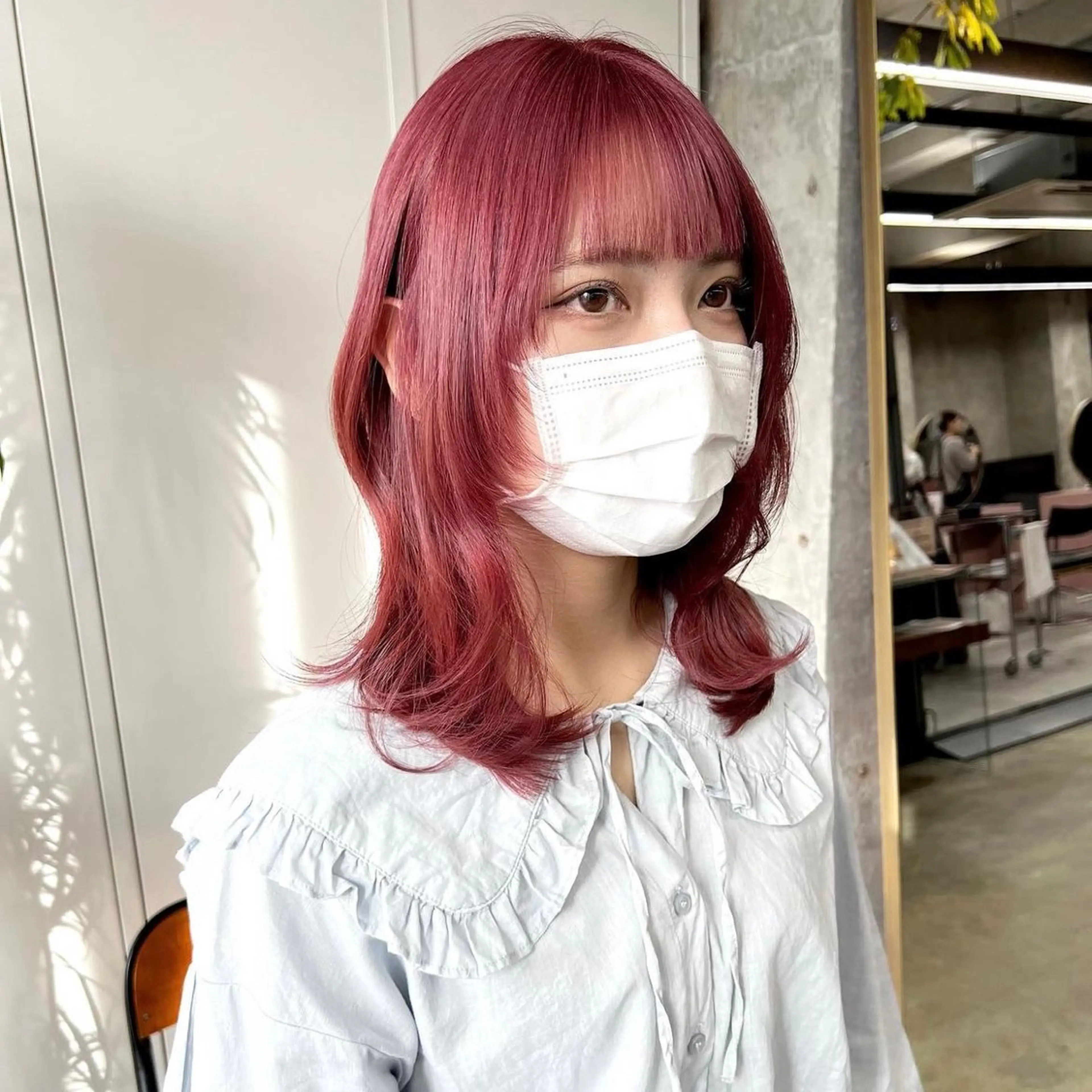 セミロング カラー ピンクカラー レイヤーカット カット ヘアカラー 韓国 /男女🆗 細江　美紅のヘアスタイル