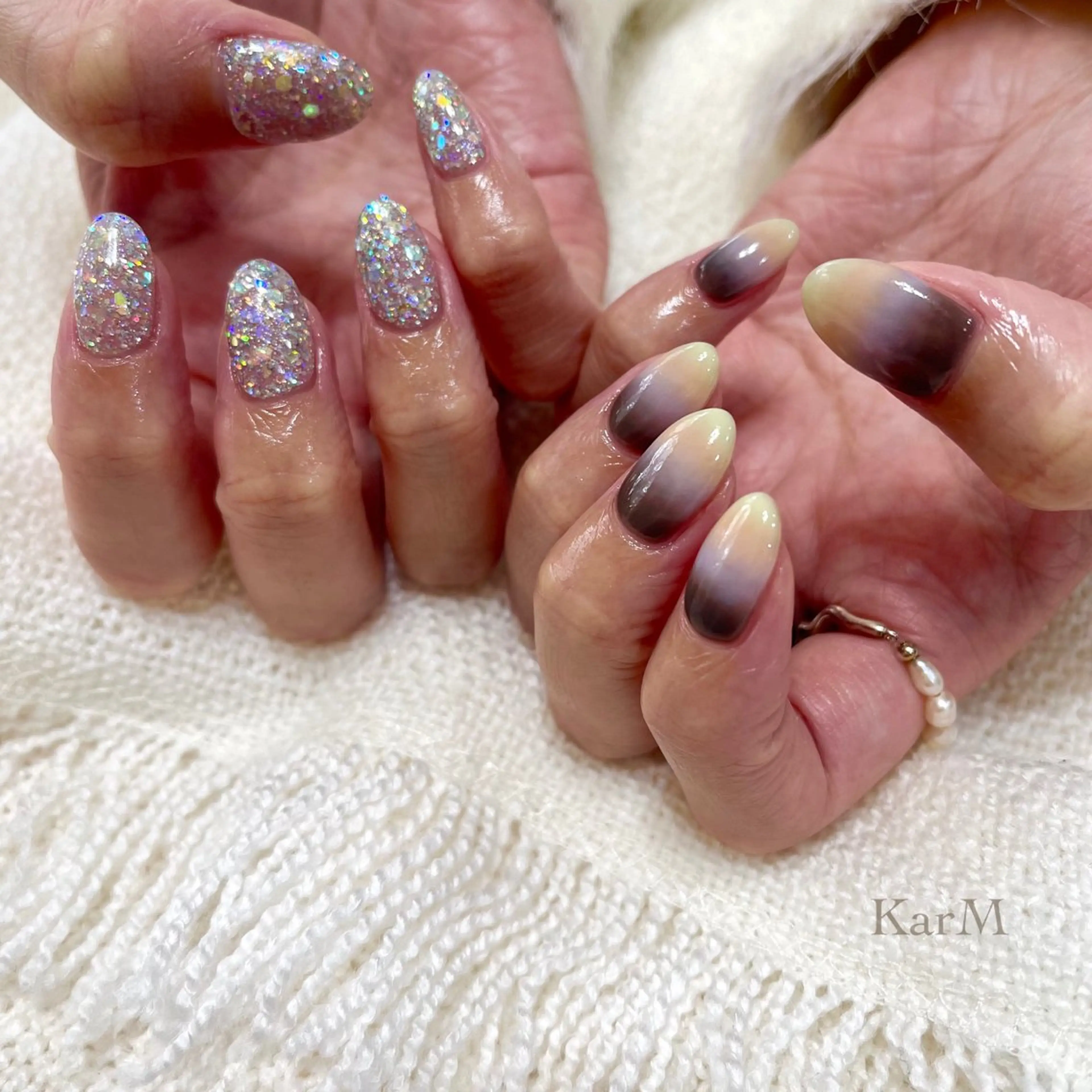 ネイル オーロラネイル チークネイル フットネイル フレンチネイル 韓国ネイル ハンドネイル ogino karinのネイルデザイン