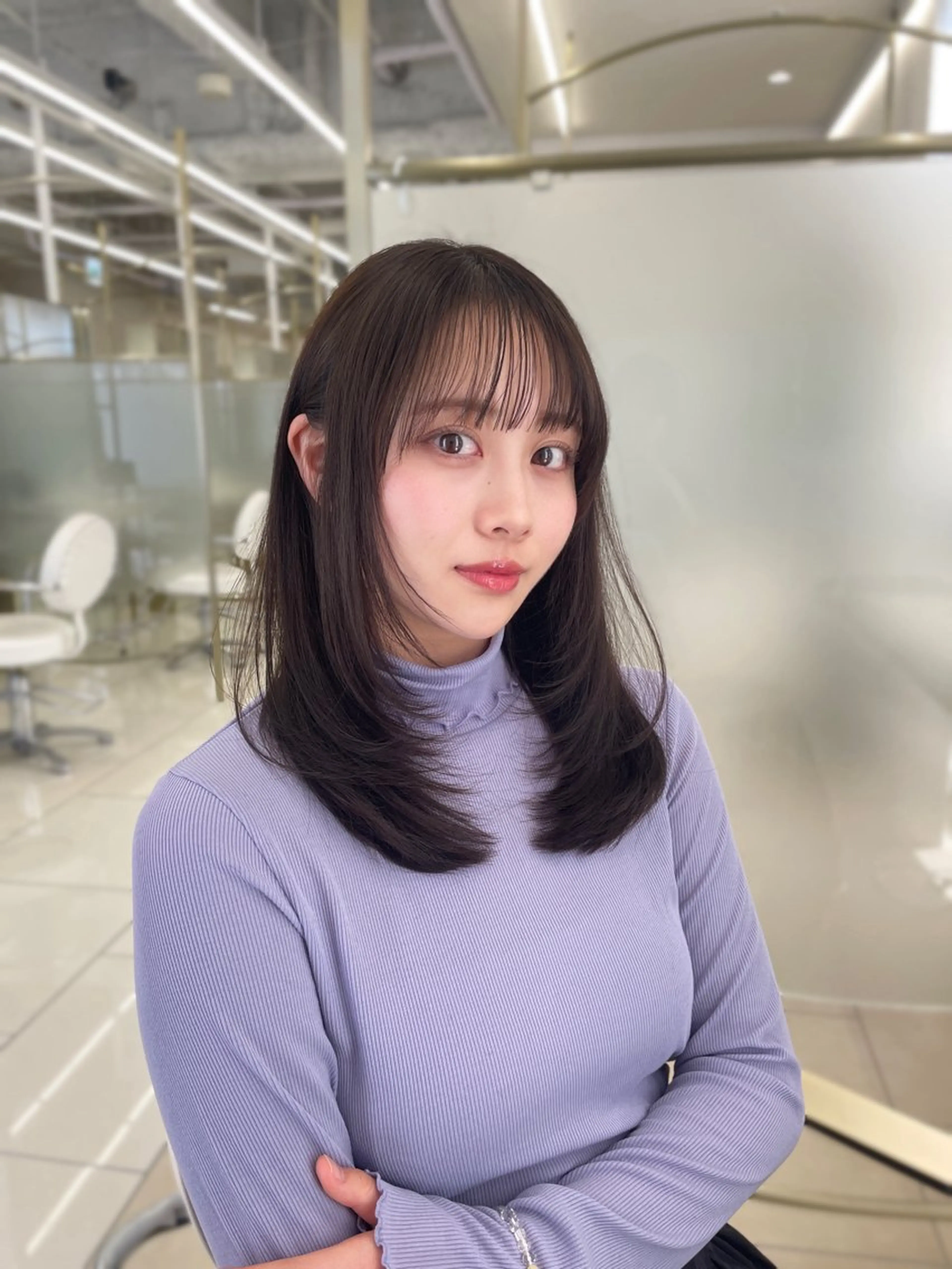 セミロング 小顔カット ヘアカラー トリートメント 透明感カラー/銀座 🖤かりん🖤COAのヘアスタイル