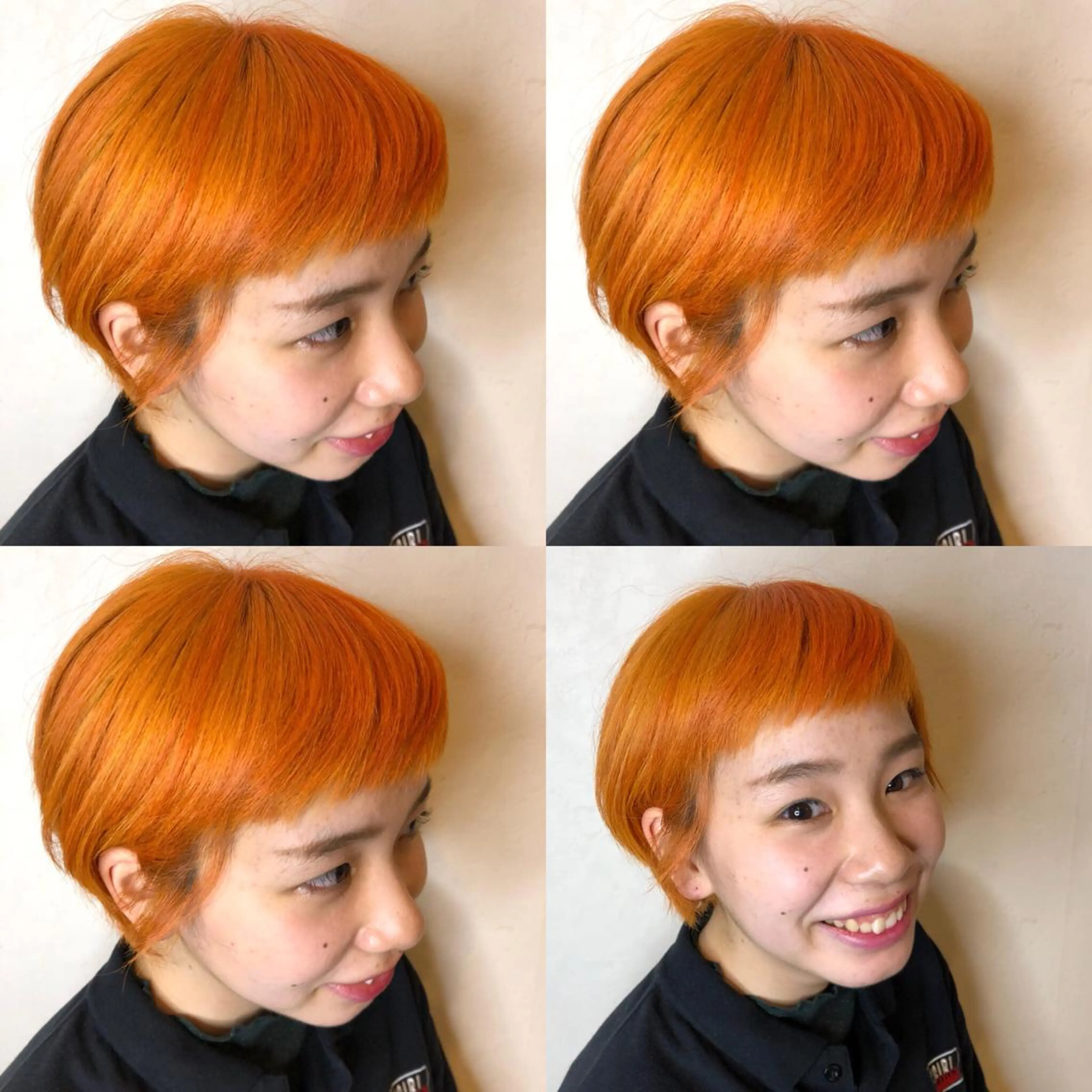 ショート カラー ブリーチ オレンジ トリートメント ヘアカラー JIL BLAN 京都のヘアスタイル