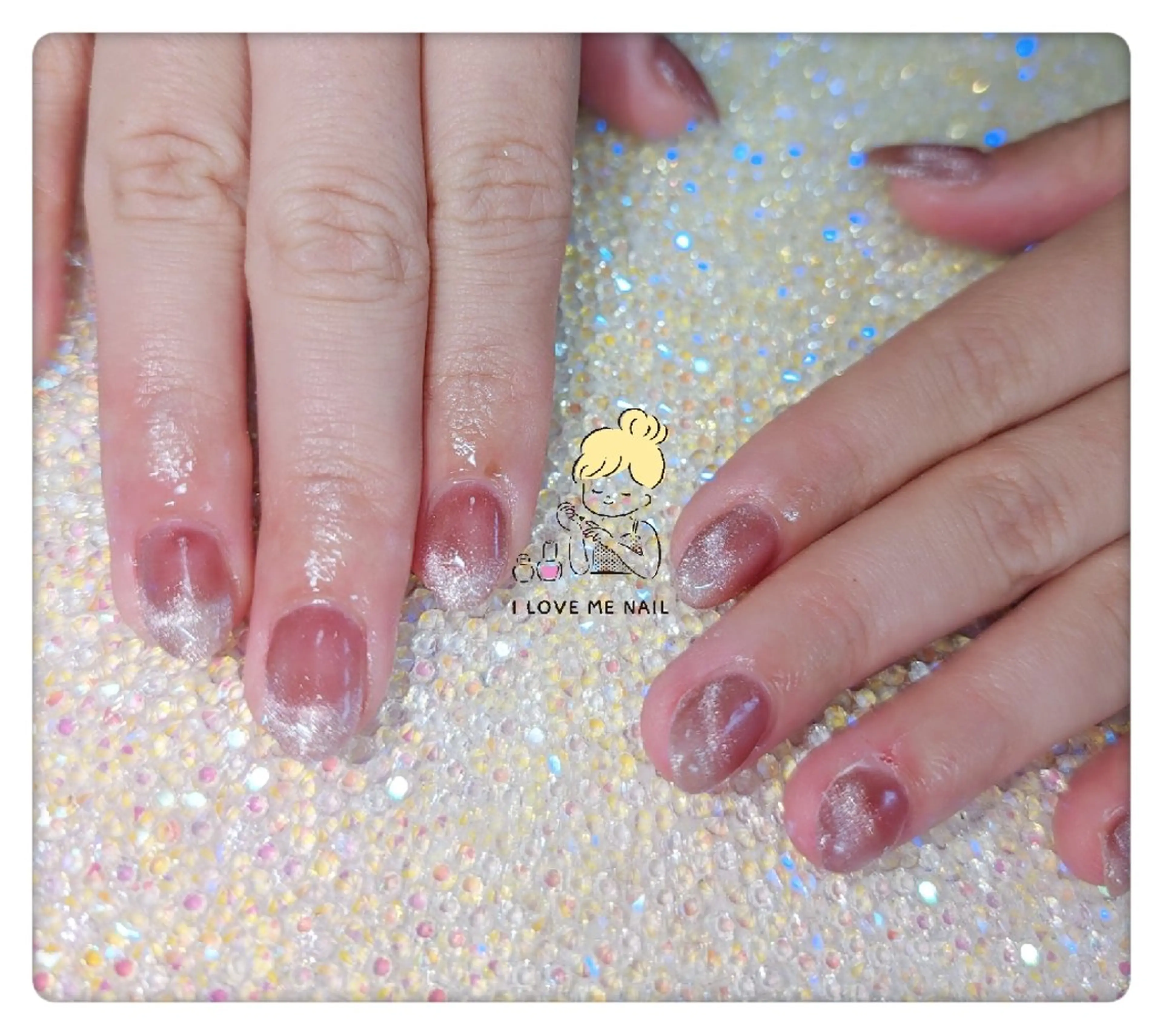 ネイル 長さ出し ジェルネイル ハート 韓国ネイル マグネットネイル ハンドネイル I LOVE ME NAIL.｡.:*♡のネイルデザイン