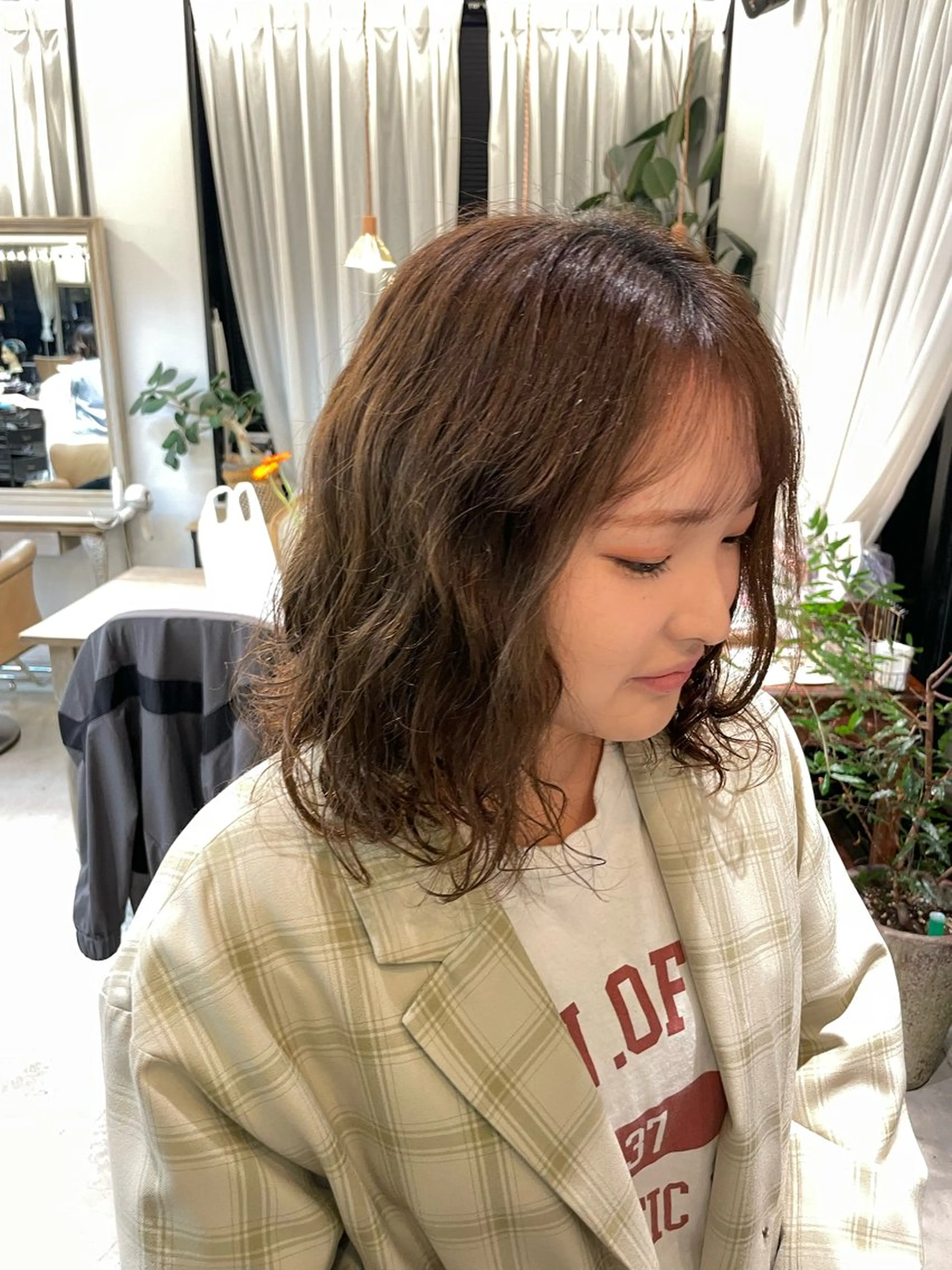 ミディアム パーマ ミディアムパーマ パーマ 田中 陽菜乃のヘアスタイル
