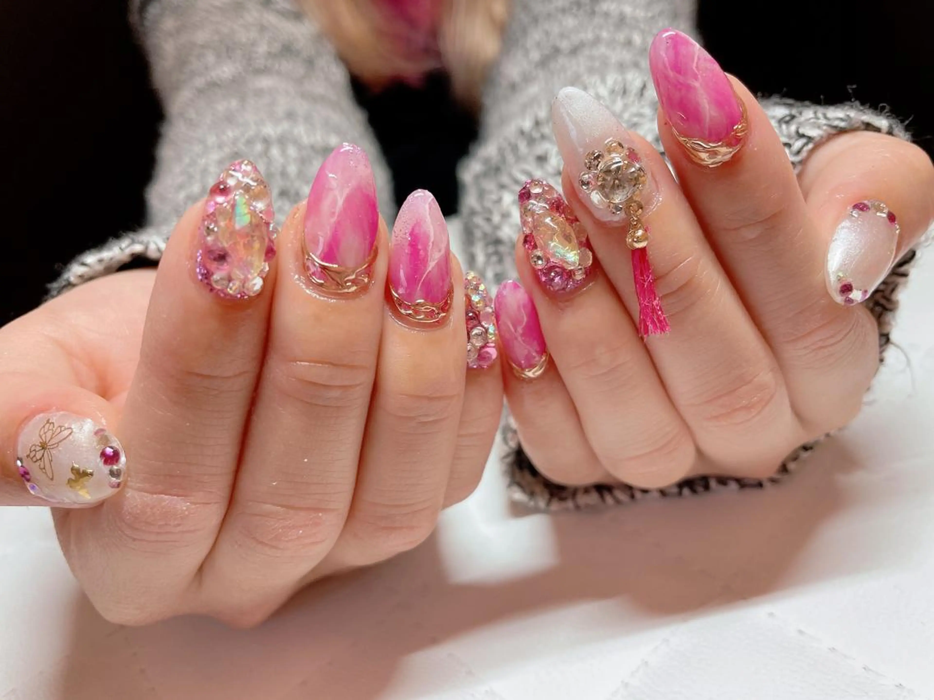 ネイル 大理石ネイル(マーブル) ピンク ハンドネイル Nail &Beauty Salon ☆Kirari☆所属・ビューティサロン ☆Kirari☆のネイルデザイン