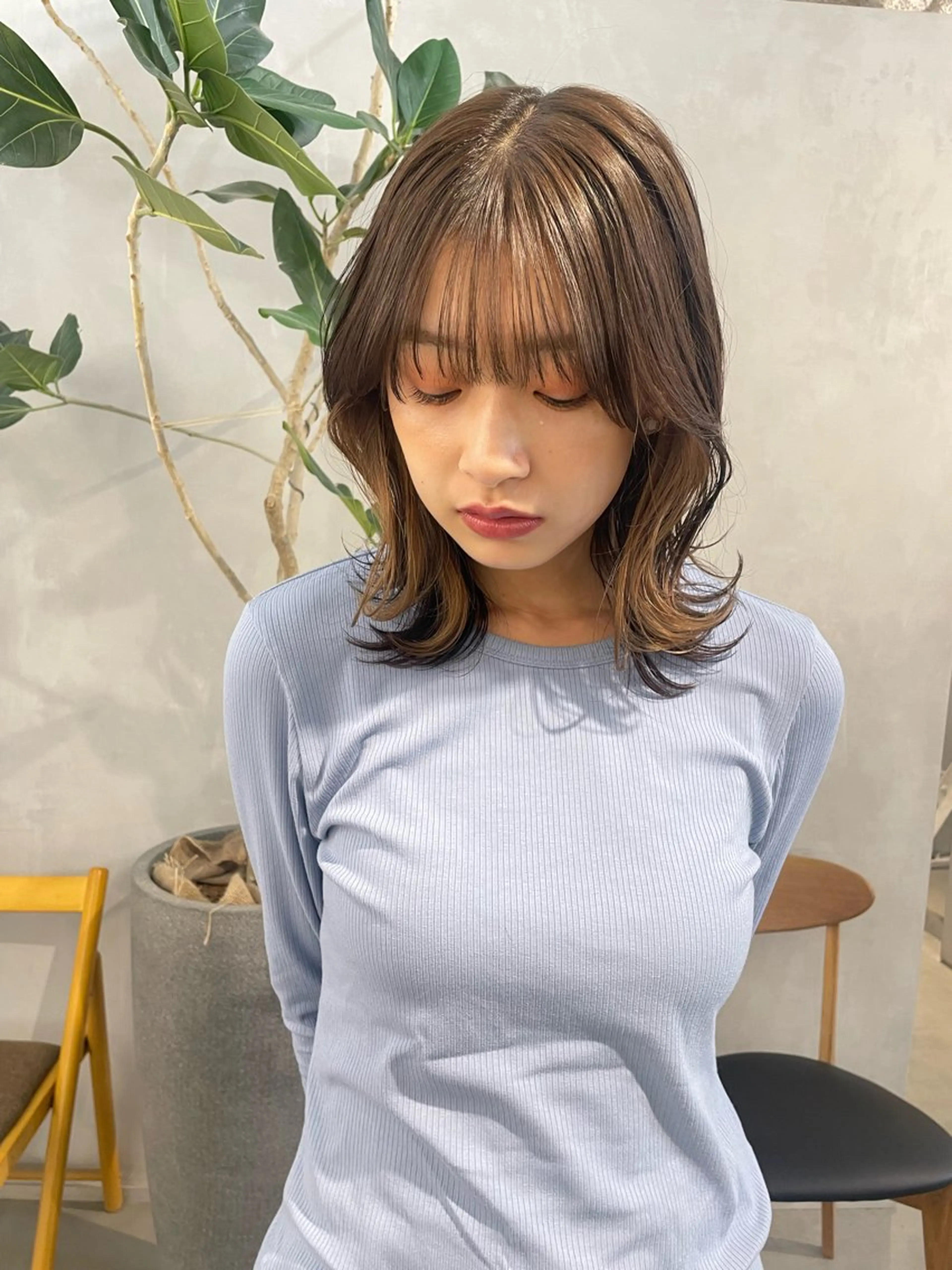 ミディアム カラー さいとう はつねのヘアスタイル