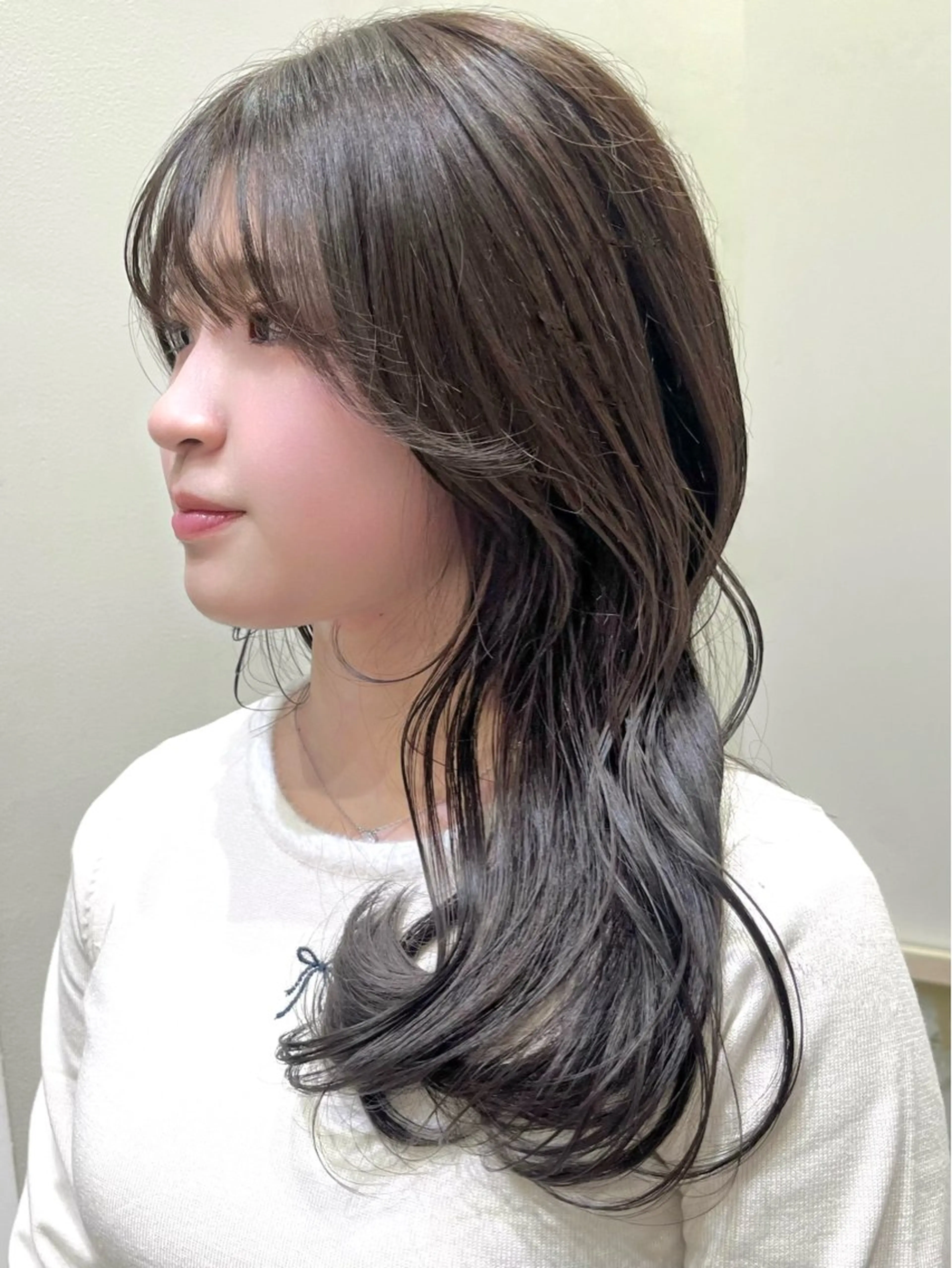 セミロング カラー ヘアカラー 辻しおり／似合わせ カット/暖色カラー栄のヘアスタイル
