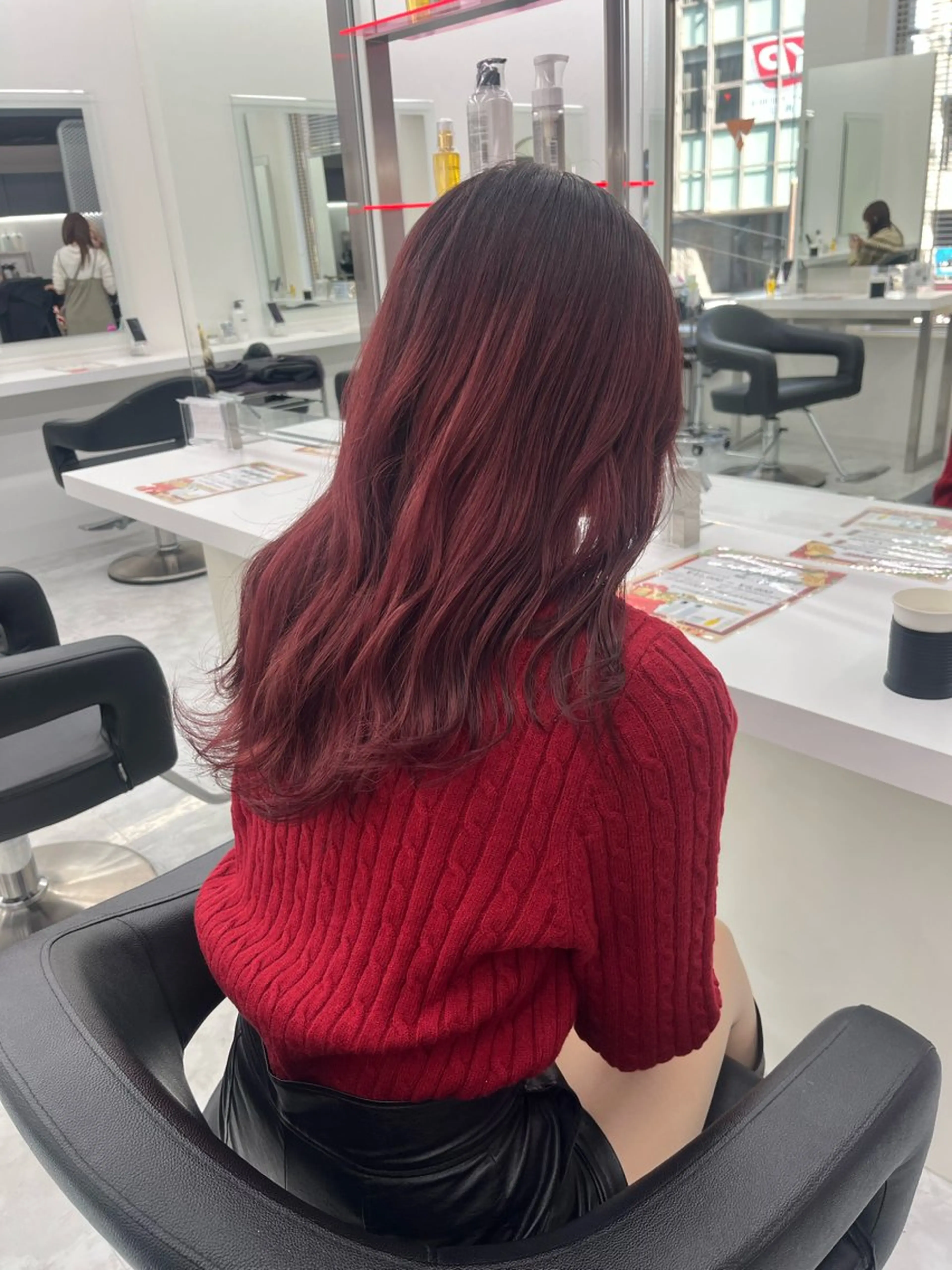 ロング カラー レッドカラー 💖トレンド夏 カラー💖FUTAのヘアスタイル