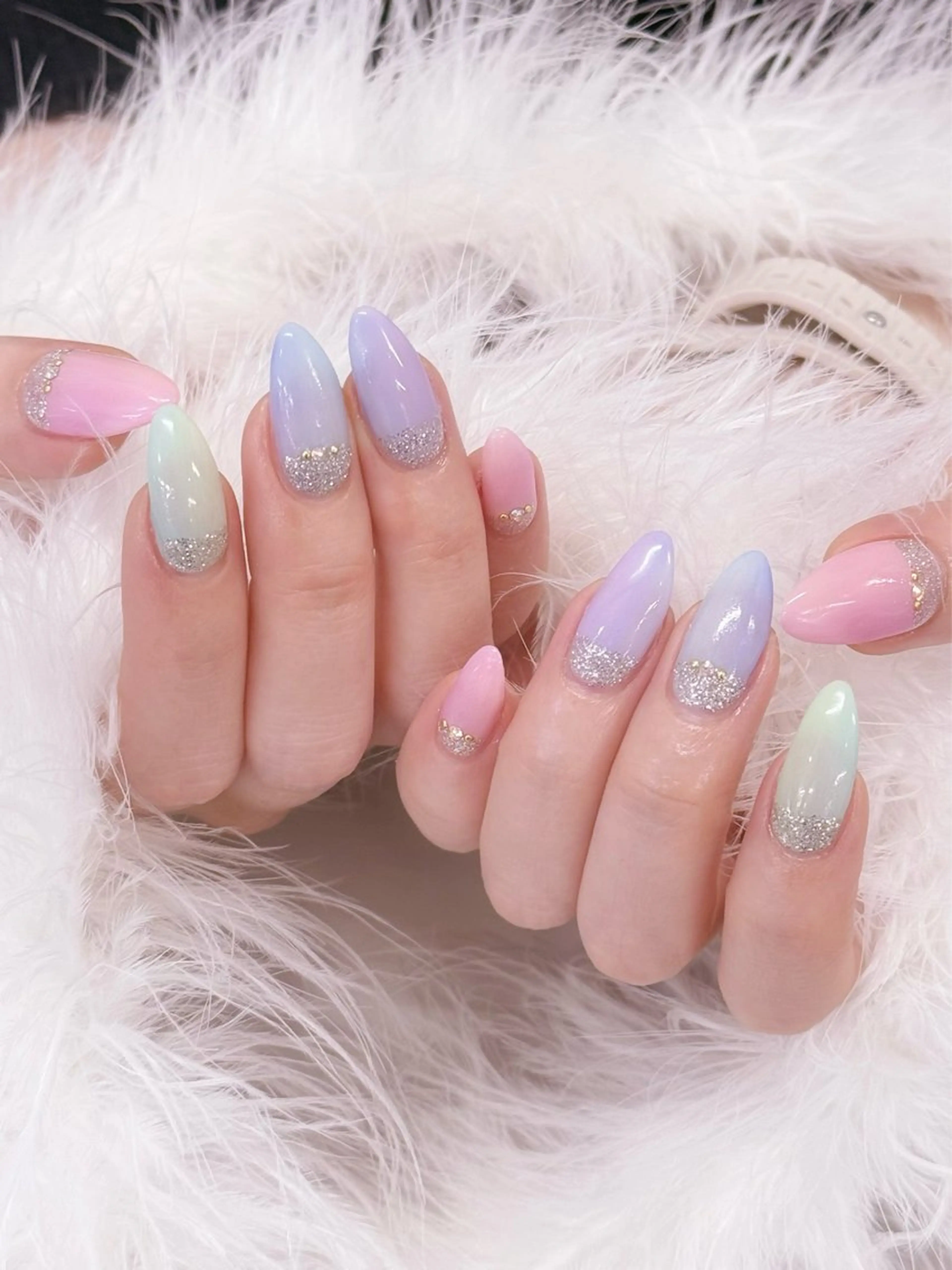 ネイル アートネイル フラッシュネイル フラワーネイル ジェルネイル ガーリー ハンドネイル Puti nailのネイルデザイン
