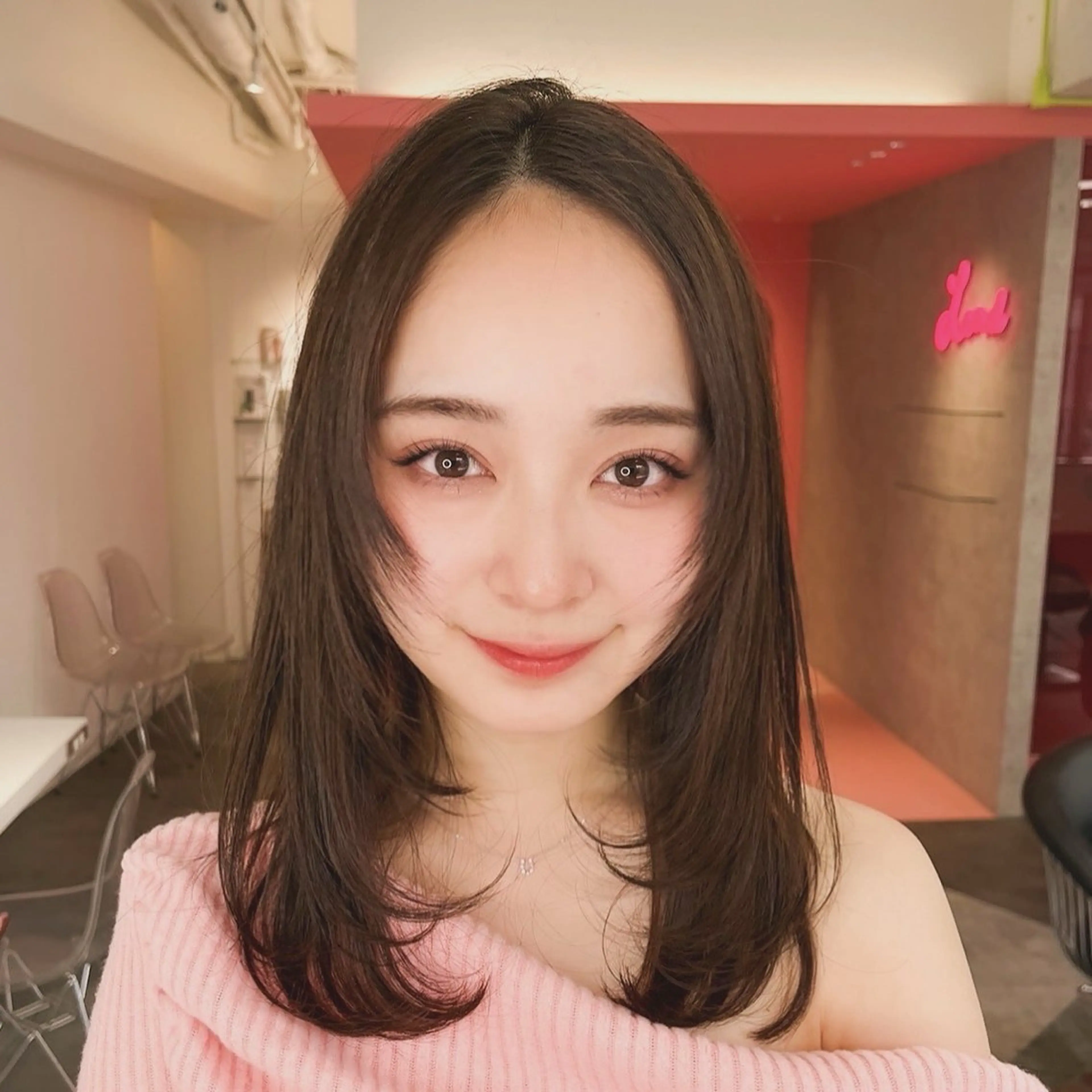 ミディアム カラー カット ヘアカラー トリートメント 山崎/ボブ縮毛矯正 レイヤー髪質改善のヘアスタイル