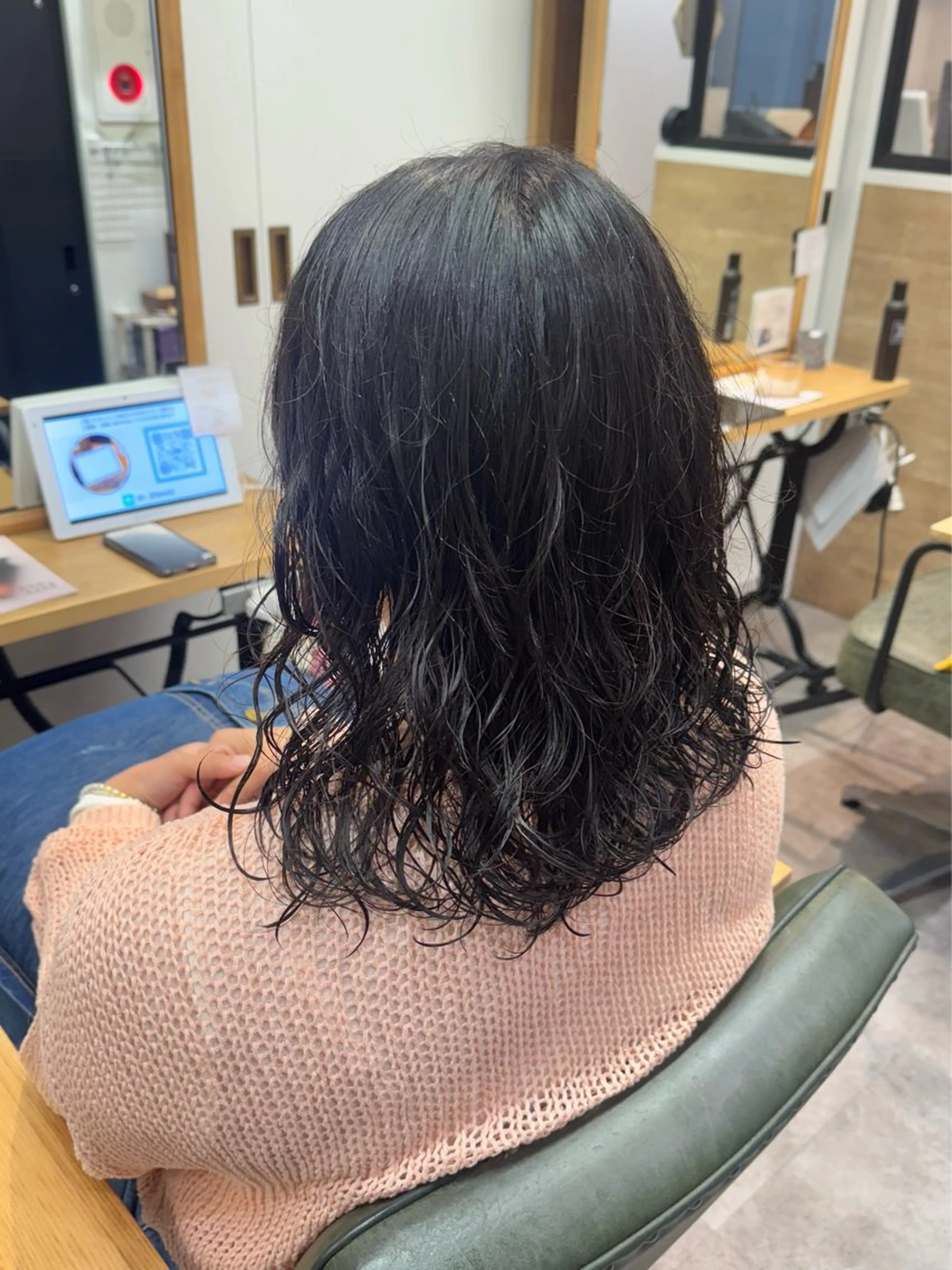 セミロング パーマ パーマ 縮毛矯正/艶暖色 カラー/パーマひふみのヘアスタイル