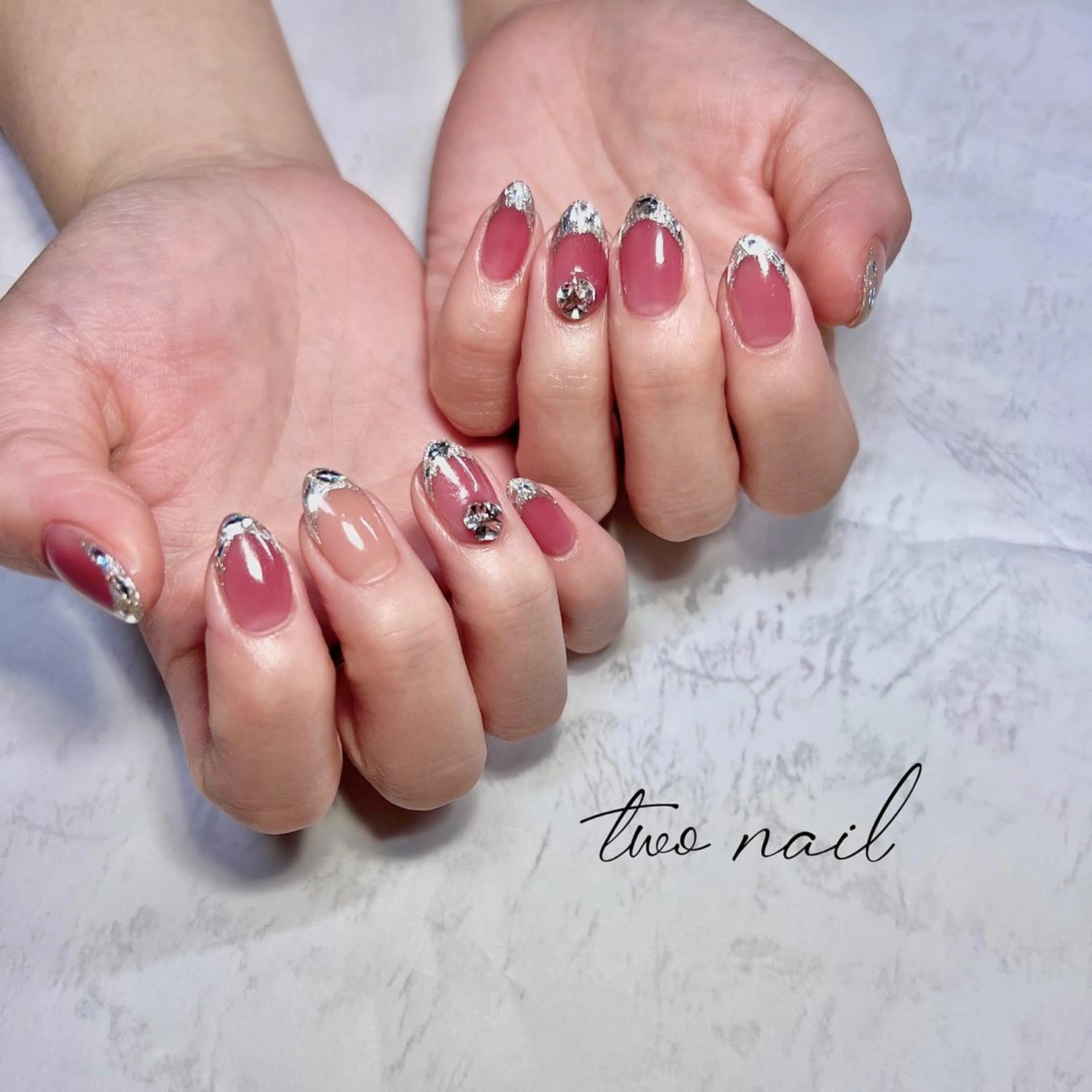 ネイル アートネイル フットネイル ハート ニュアンスネイル ホワイト two nailのネイルデザイン