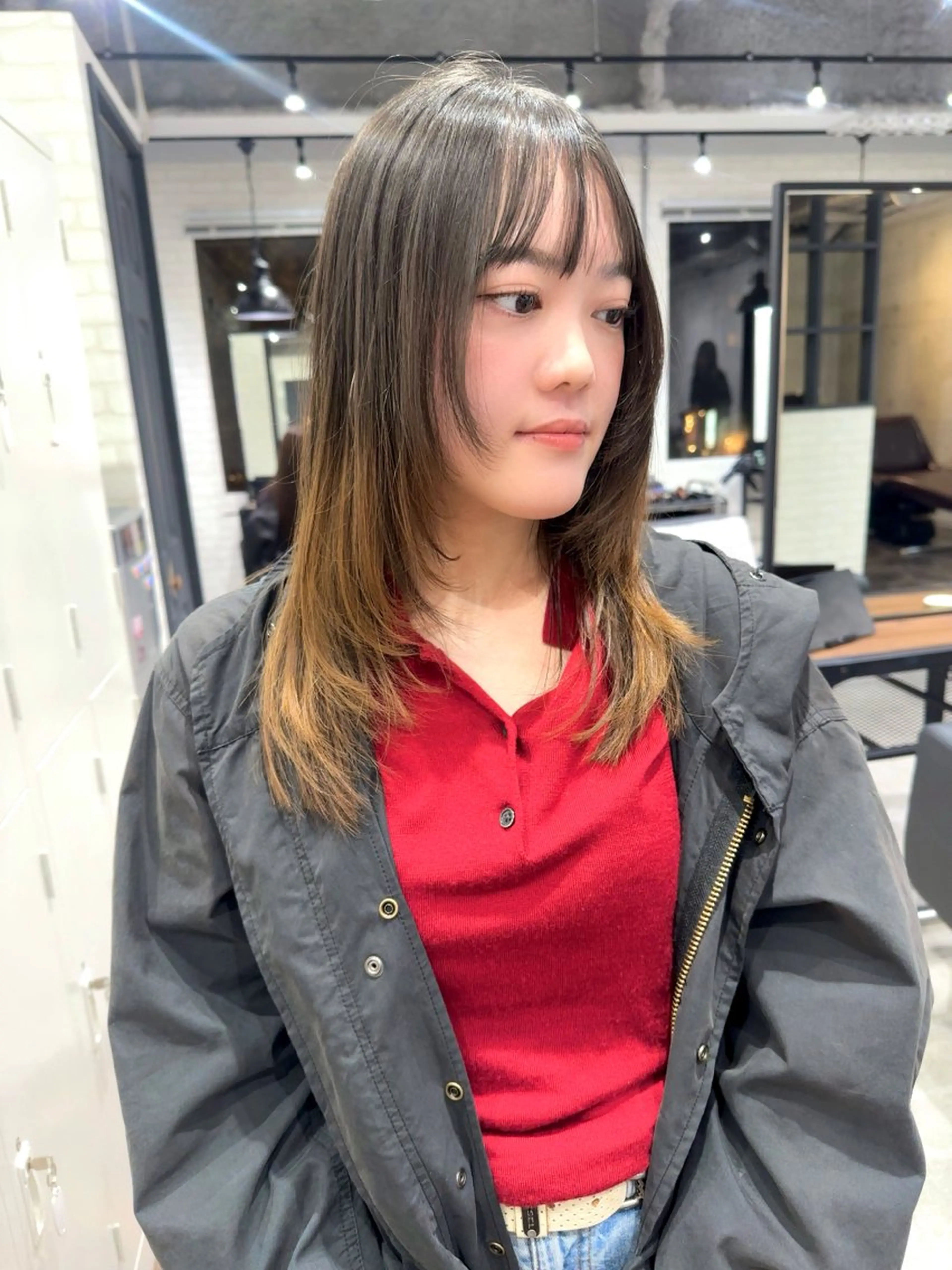 ミディアム カラー レイヤーカット カット ヘアカラー トリートメント レイヤー/ボブ/ 顔周り/yukinaのヘアスタイル