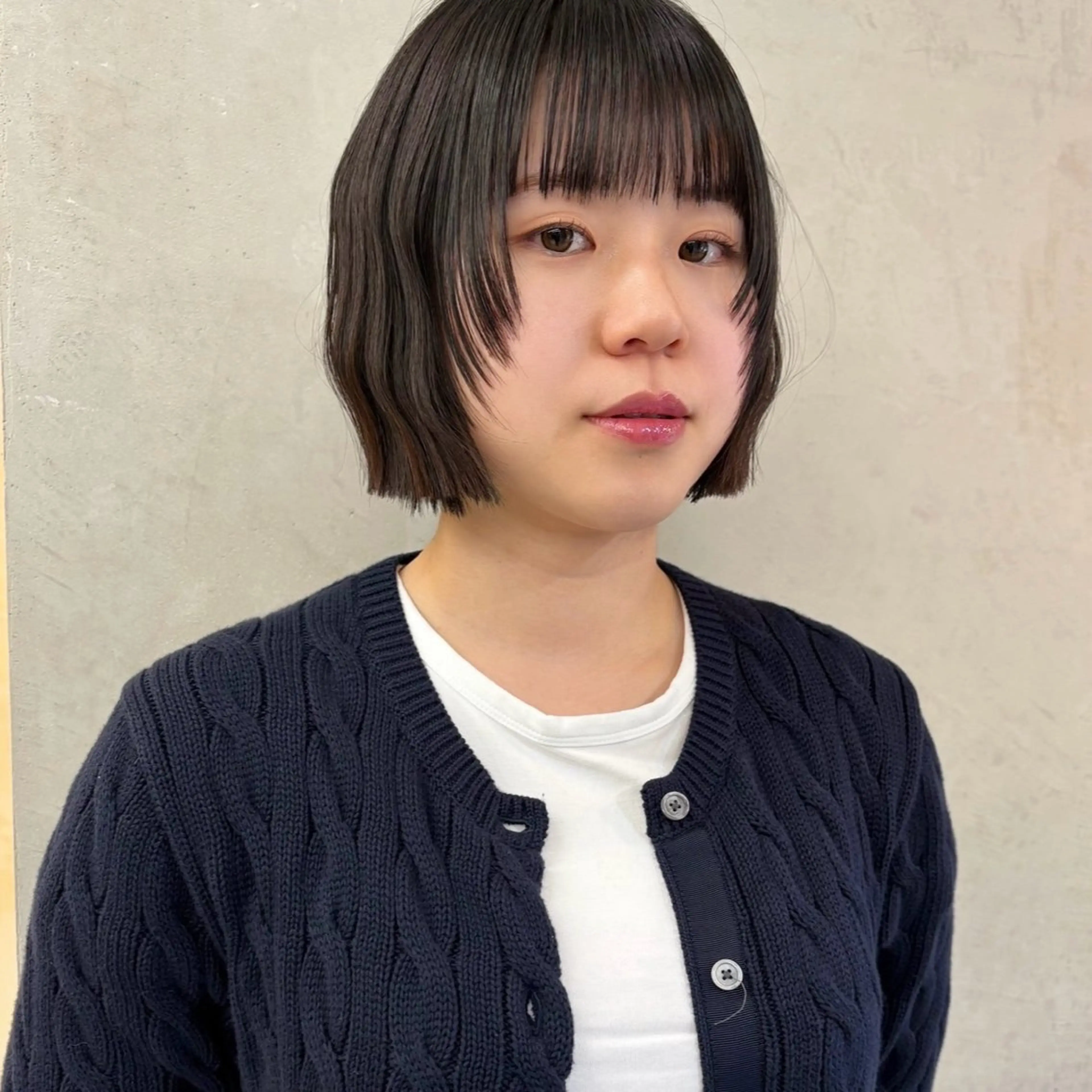 ミディアム 切りっぱなしボブ ボブ レイヤーカット カット ヘアカラー 韓国レイヤー/暖色 カラー/KOTONEのヘアスタイル