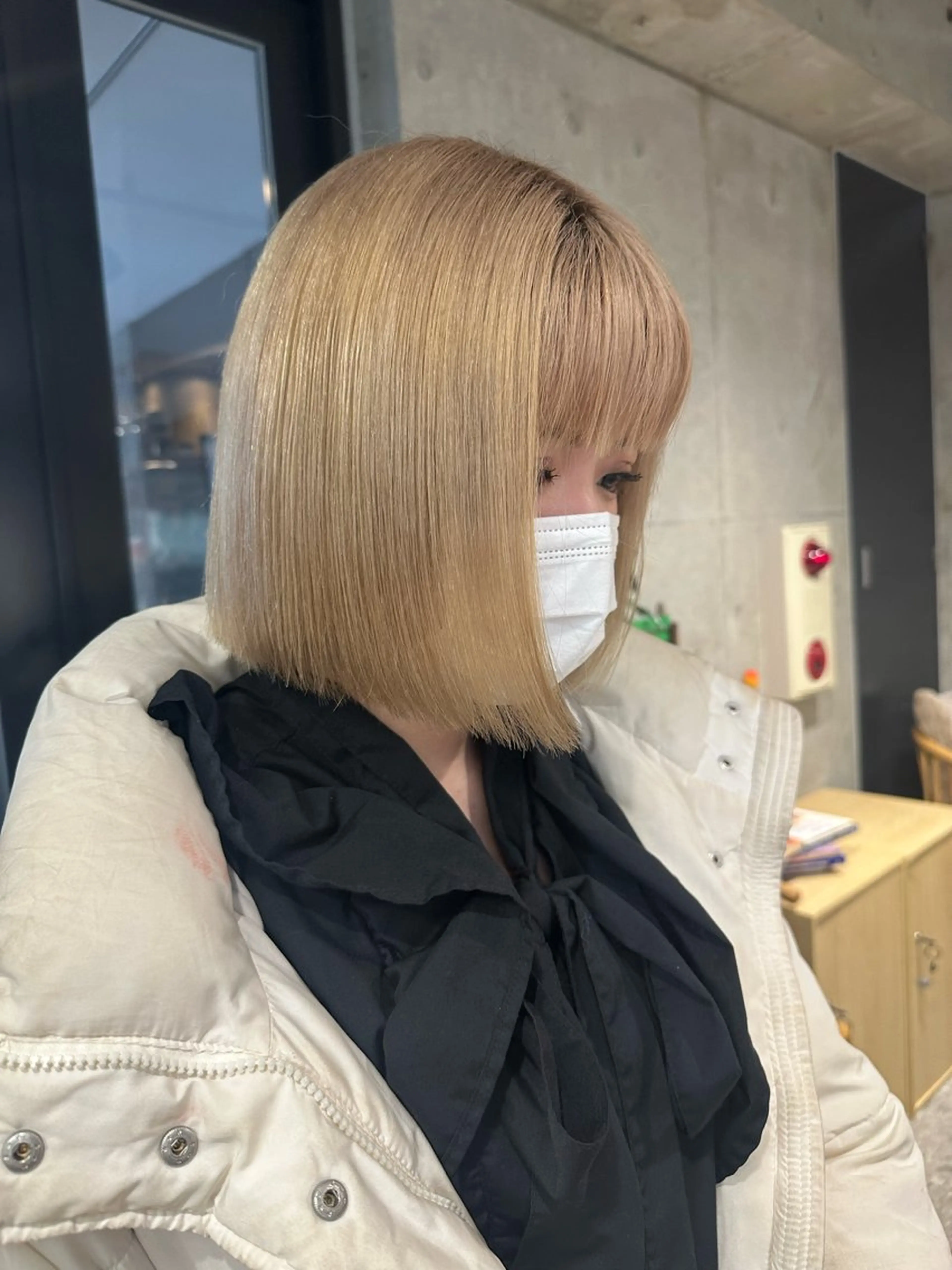 ミディアム ボブ カット ︎🤎W color MIYU‎🤎のヘアスタイル