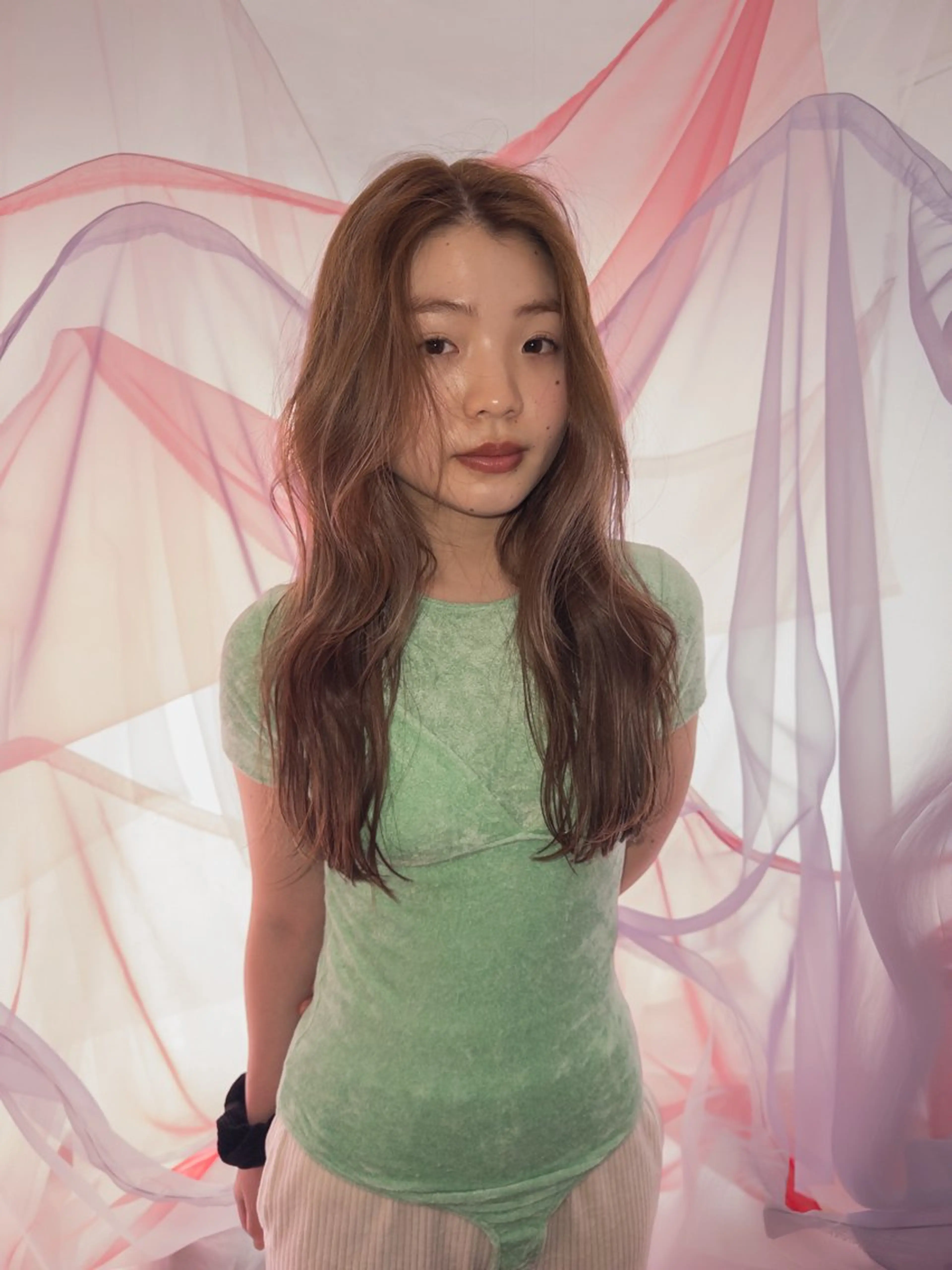 ロング カラー ヘアカラー トリートメント 菊地 柚乃のヘアスタイル